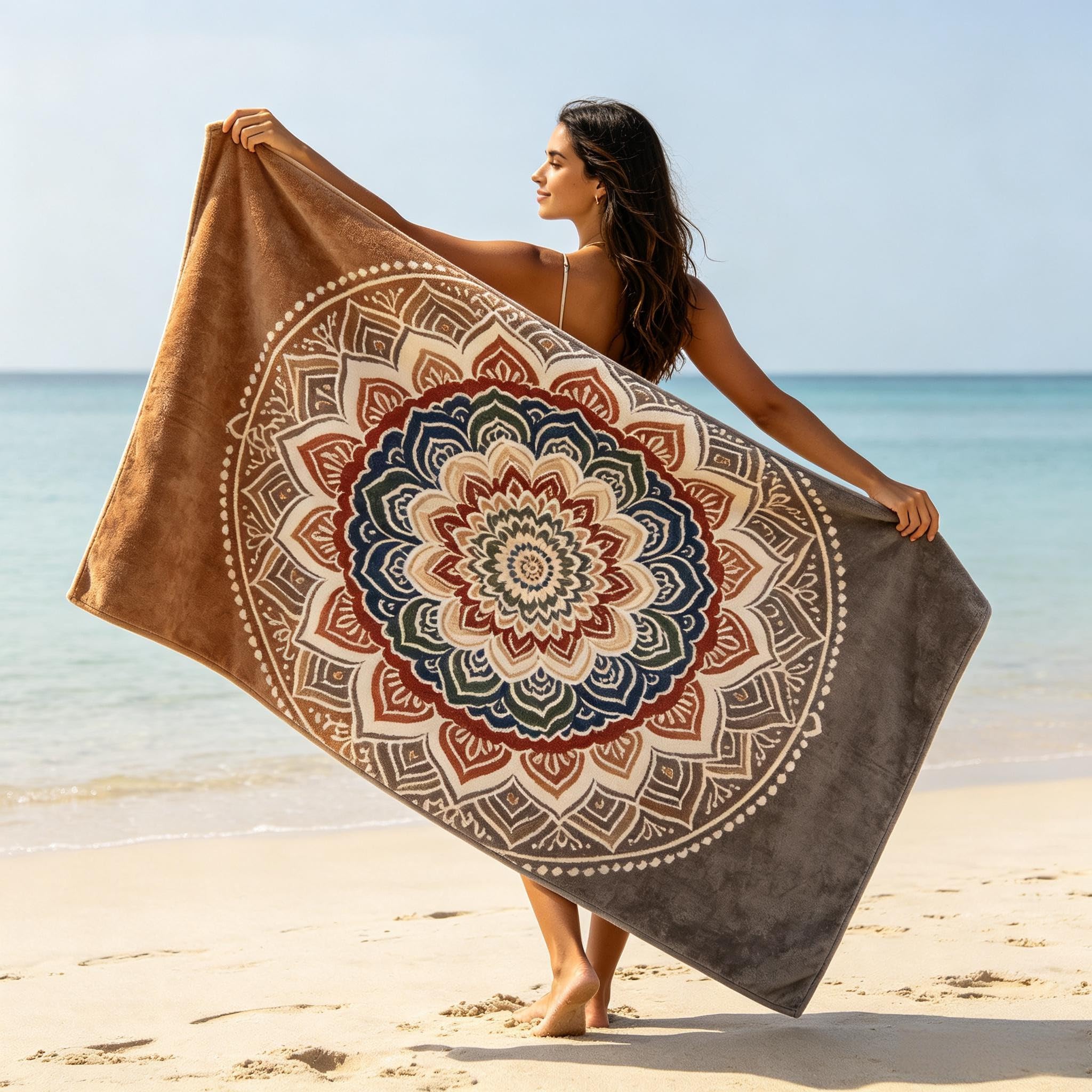 YZQGLHP Microfibre Quick Drying Vintage Mandala Beach Towel 80x180cm