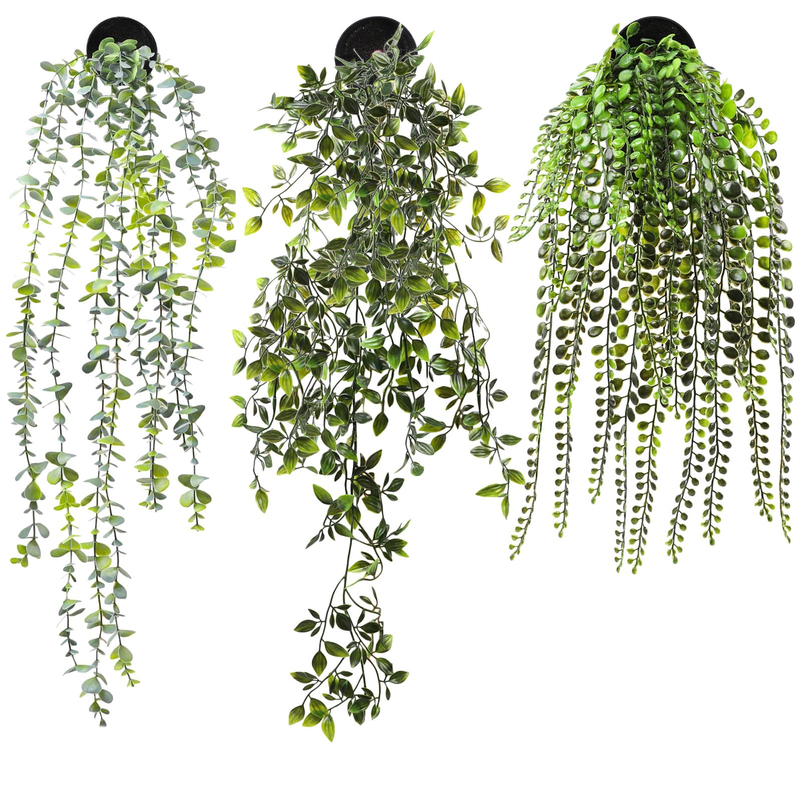 REMELArtificial Hanging Plants 3 Pack Fake Potted Plants for Wall Home Room Office Indoor Decor