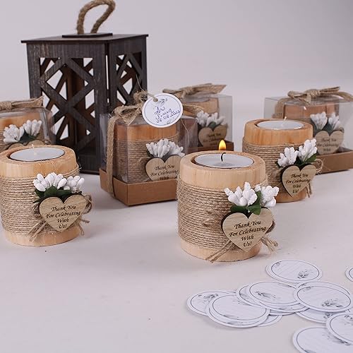 Miniatura 7 de HTF - Juego de 10 portavelas de madera para invitados, portavelas de boda, regalo de dama de honor, regalos de despedida de soltera, regalo de