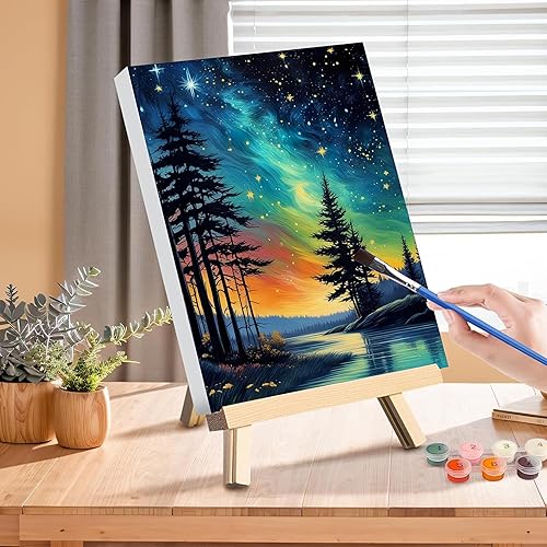 Miniatura 10 de xackcme Pintura de montaña por números para adultos, pintura de paisaje por número sobre lienzo sin marco, pintura al óleo de paisaje lunar para