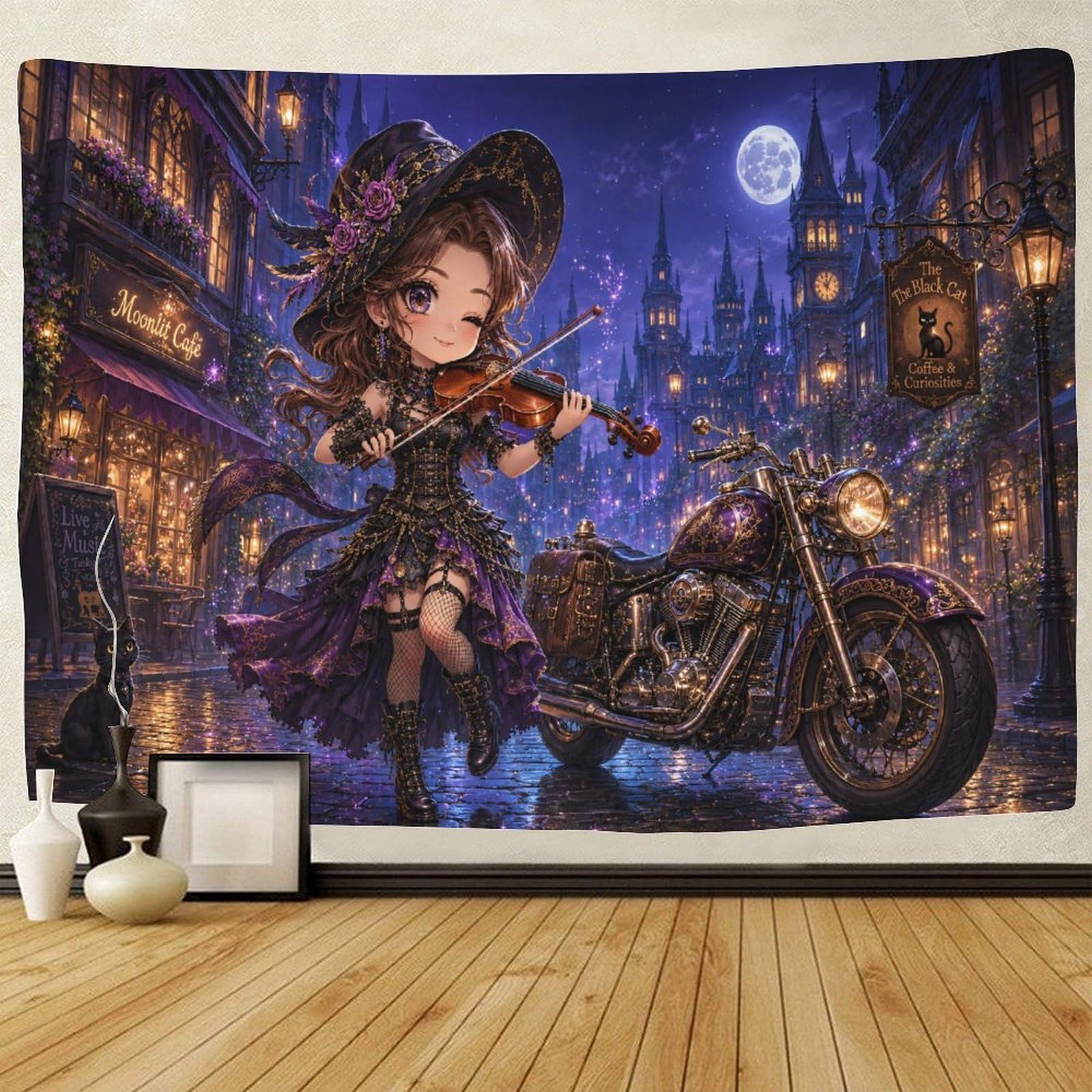 GPMNBCXZK Victorian Gothic Violinist Wall Tapestry 3D Print Wall Hanging Decor Tapestries Poster Home Decoration Living Room Dorm 150cmx200cm
