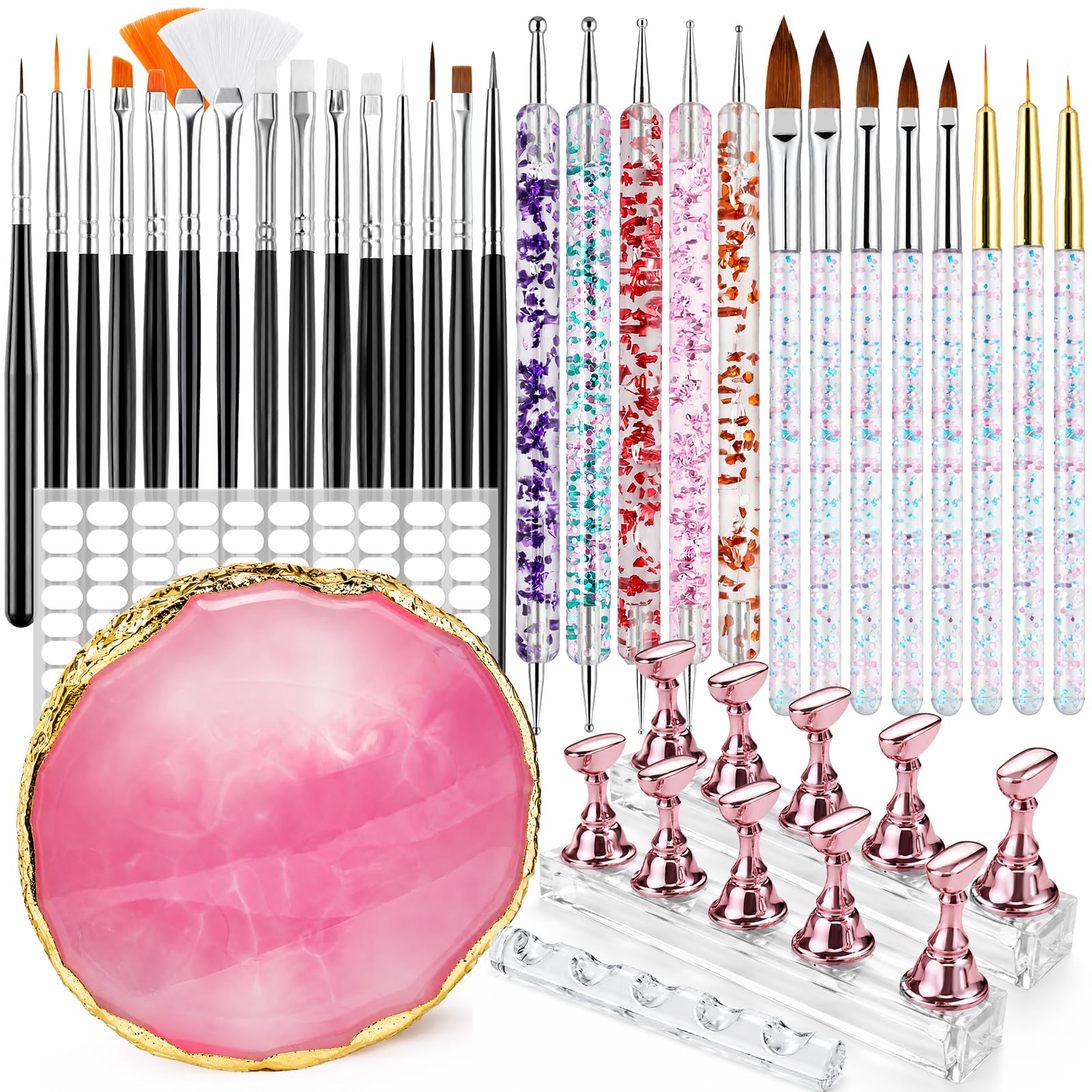 Nail Art Tools Set with 23 Brushes, Nail Stand, Nail Stuff