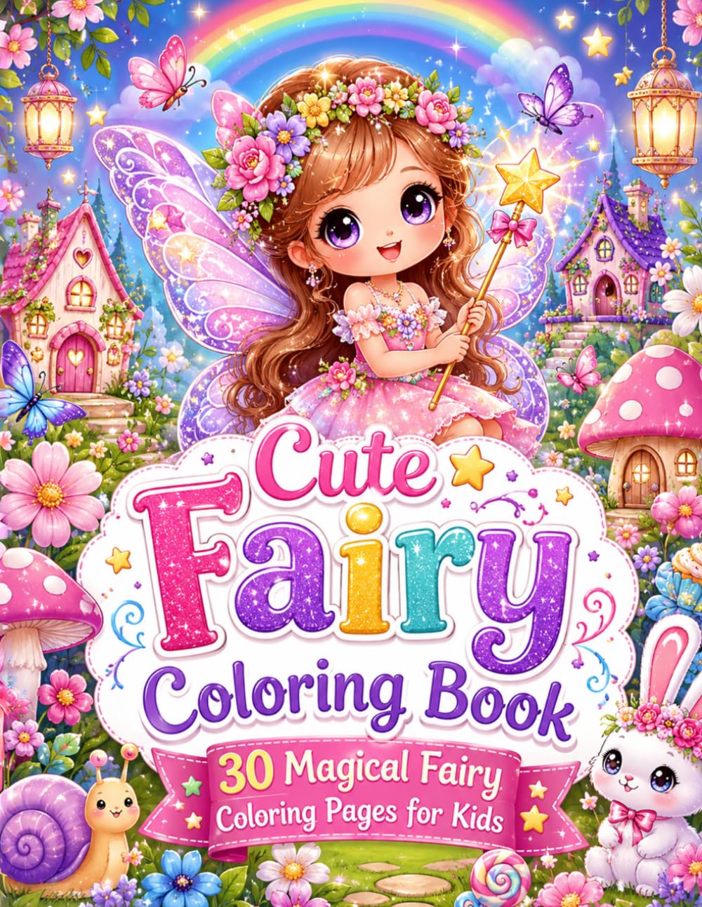 Fairy Coloring Book for Kids Ages 3–8: Cute and Easy Fairy Coloring Pages with Magical Wings, Flowers, Unicorns, and Fantasy Fun for Girls
