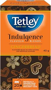 Tetley Indulgence Gingerbread Black Tea - Limited Edition, Holiday Blend Tea, 20 Tea Bags, 40 Grams, Contains Caffeine
