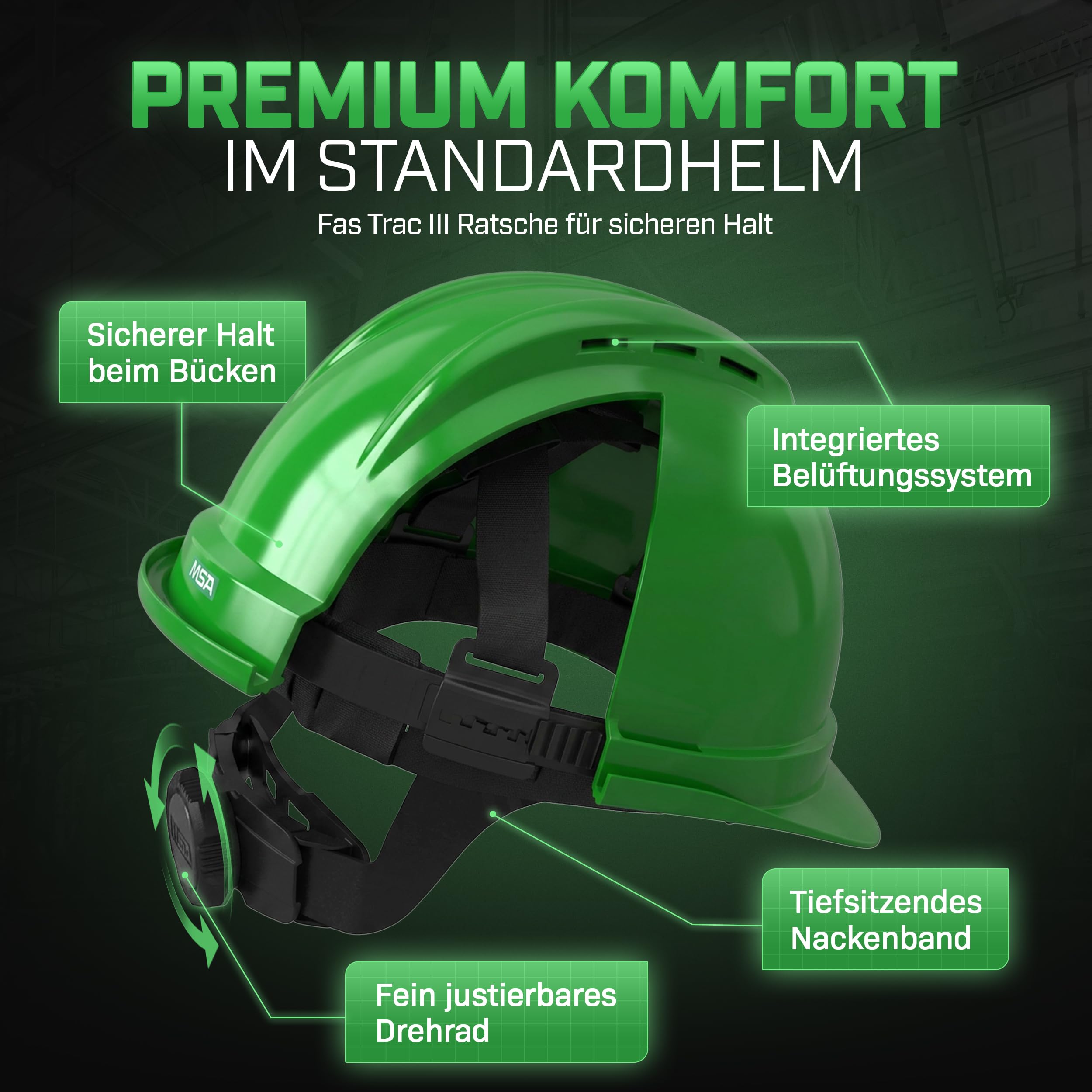 MSA V-Gard 500 - Casco protettivo con ventilazione per cantieri e industriali, comodo casco secondo DIN EN 397 per il lavoro