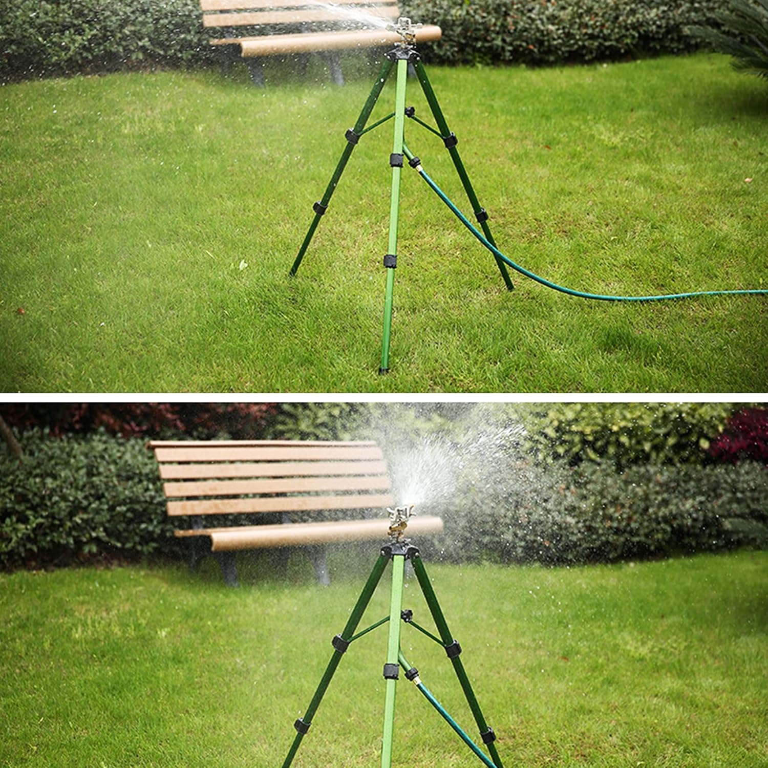Twinkle Star Impact Sprinkler Head on Tripod Base, Heavy Duty Brass Sprinkler Nozzle, Solid Alloy Metal Extension Legs Flip Locks, 3/4 Inch Connector and Adapter Set, 360 Degree Coverage, 1 Pack : Patio, Lawn & Garden
