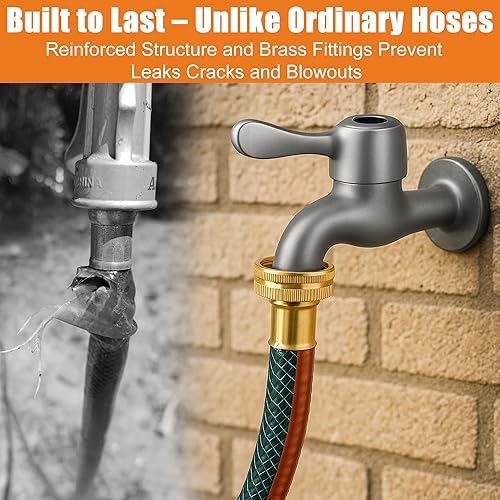 Miniatura 3 de Manguera de jardín duradera para riego manguera de agua sin torceduras y sin fugas, diámetro x 25 pies, tubo de agua resistente a los rayos UV para
