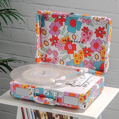 Miniatura 7 de Crosley CR8005F-GF Cruiser Plus - Tocadiscos de vinilo vintage de 3 velocidades con Bluetooth y maleta con altavoces integrados, diseño floral