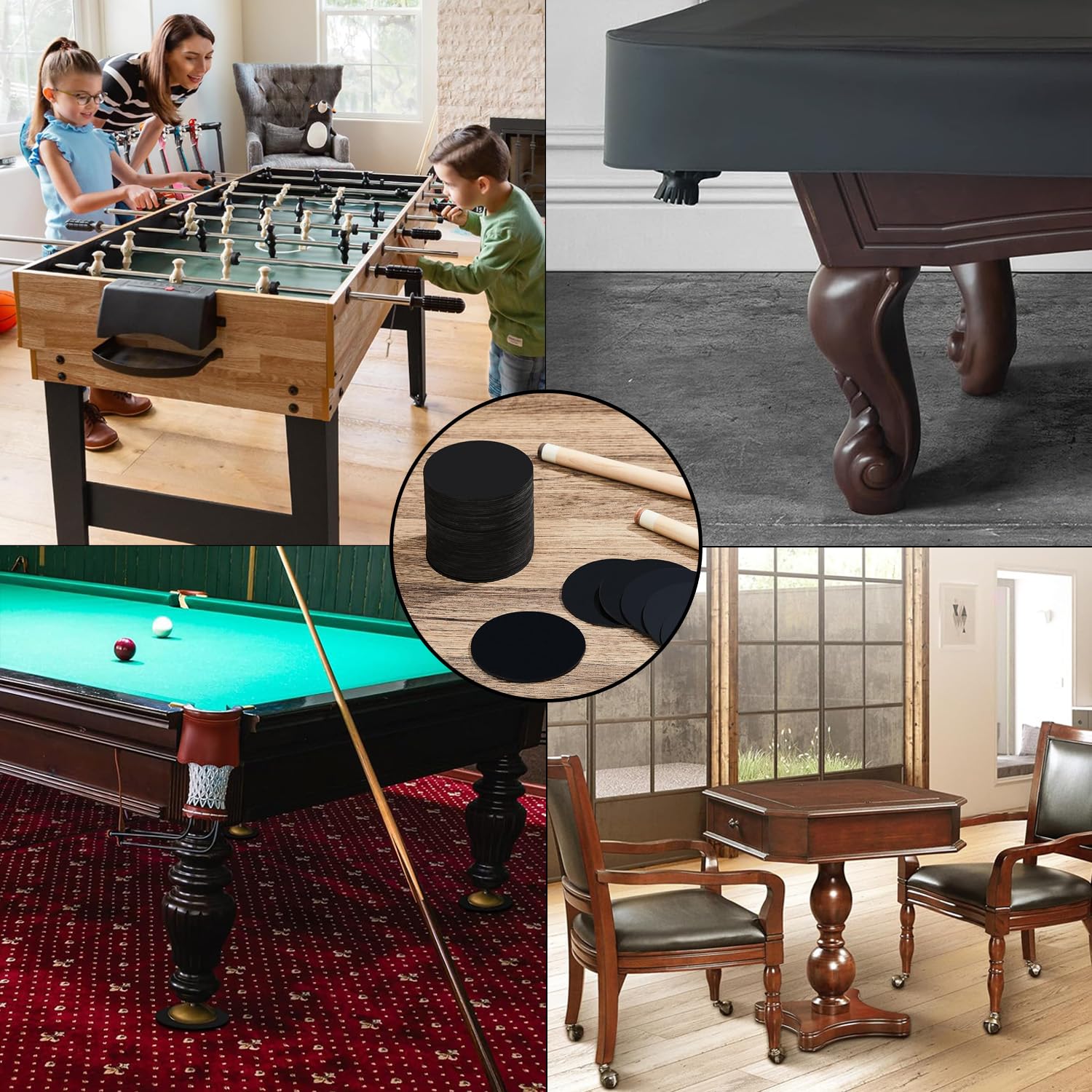30 piezas de cuñas para patas de mesa de billar, 7.6 cm de diámetro, kit de nivelación de mesa de billar de goma, almohadillas para pies, accesorios de billar, cuñas de goma/muebles