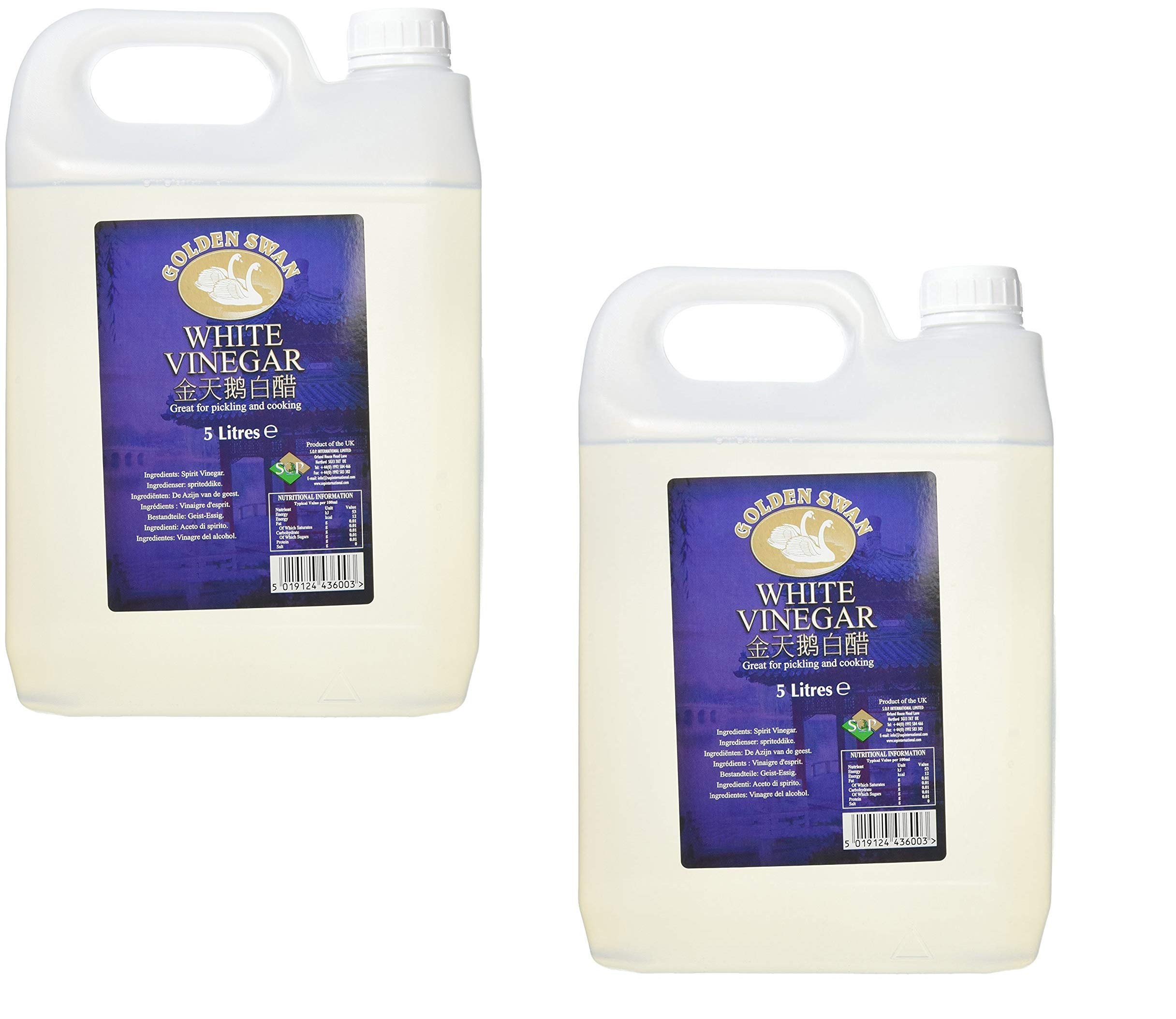 Red Rickshaw White Vinegar for Cleaning, Pickling, Marinating & Cooking - Distilled White Vinegar- 5 Litre Bottle - Produced in The UK (8 Pack)