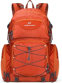 Maelstrom Hiking Backpack, 40L Waterproof Camping Daypack for Men and Women, Lightweight Travel Pack with Rain Cover-Orange