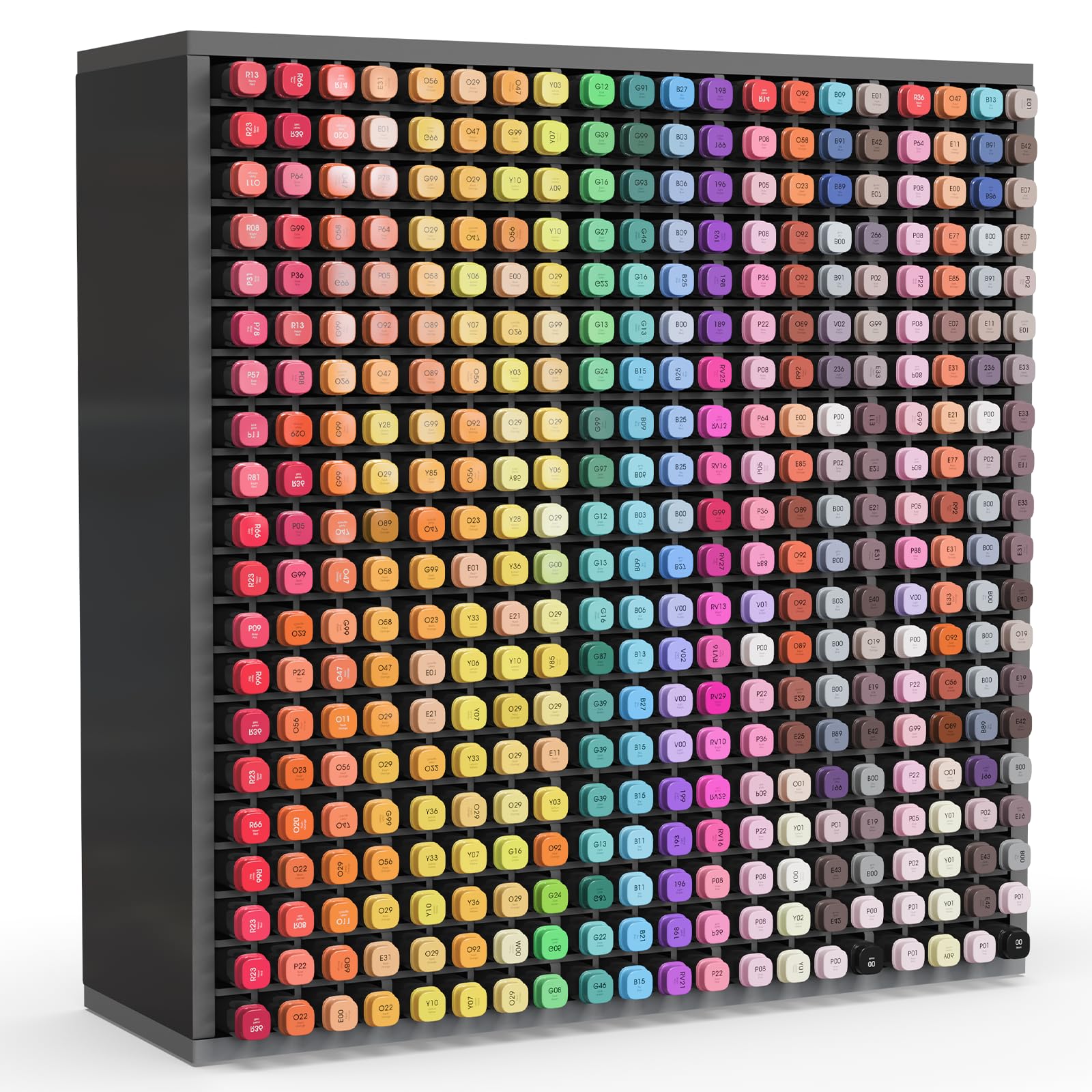 SANFURNEY 400 Fächer, Marker-Organizer für Schreibtisch, stapelbar, Schwarz | Alkoholmarker-Aufbewahrungsregal, Stiftehalter, Kunstbedarf-Organizer für Zuhause, Büro, Klassenzimmer