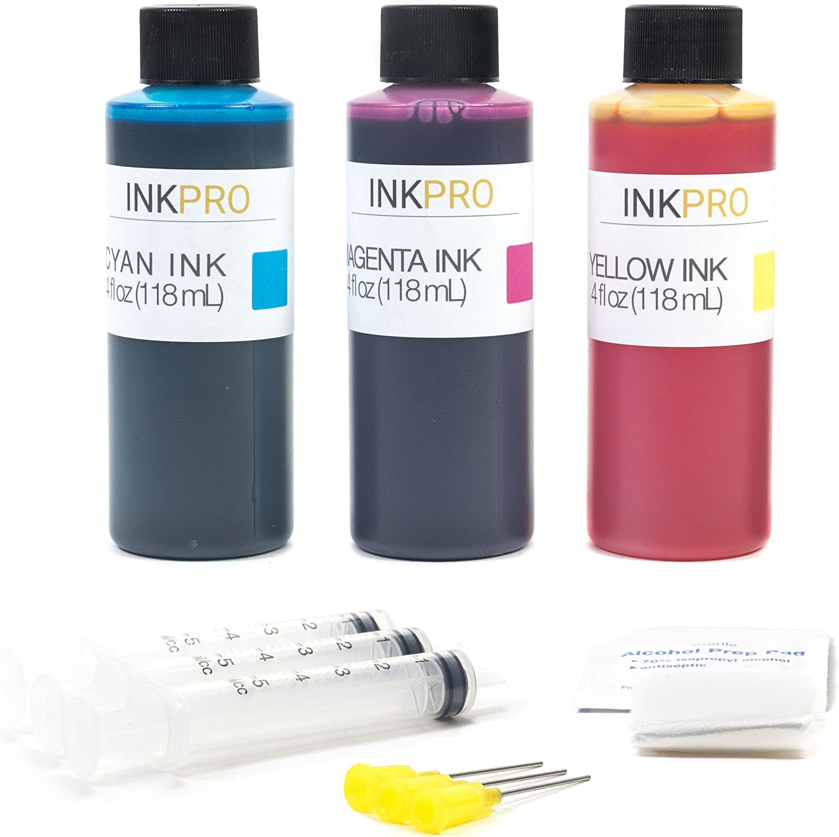 Premium Tri-Color Ink Refill Kit for HP 60/61/62/63 XL Ink Cartridges 4oz 118mL