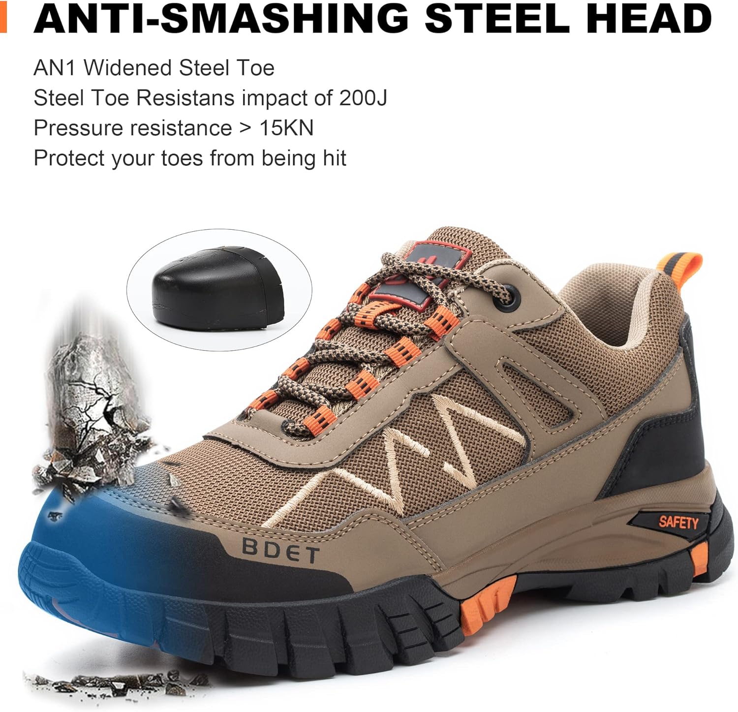 Steel Toe Sneakers Comfortable Safety Shoes for Men Steel Toe Shoes for Women Slip On Construction Work Shoes - Image 3