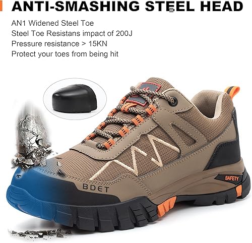 Miniatura 2 de BDETIBAYE Steel Toe Sneakers Comfortable Safety Shoes for Men Steel Toe Shoes for Women Slip On Construction Work Shoes