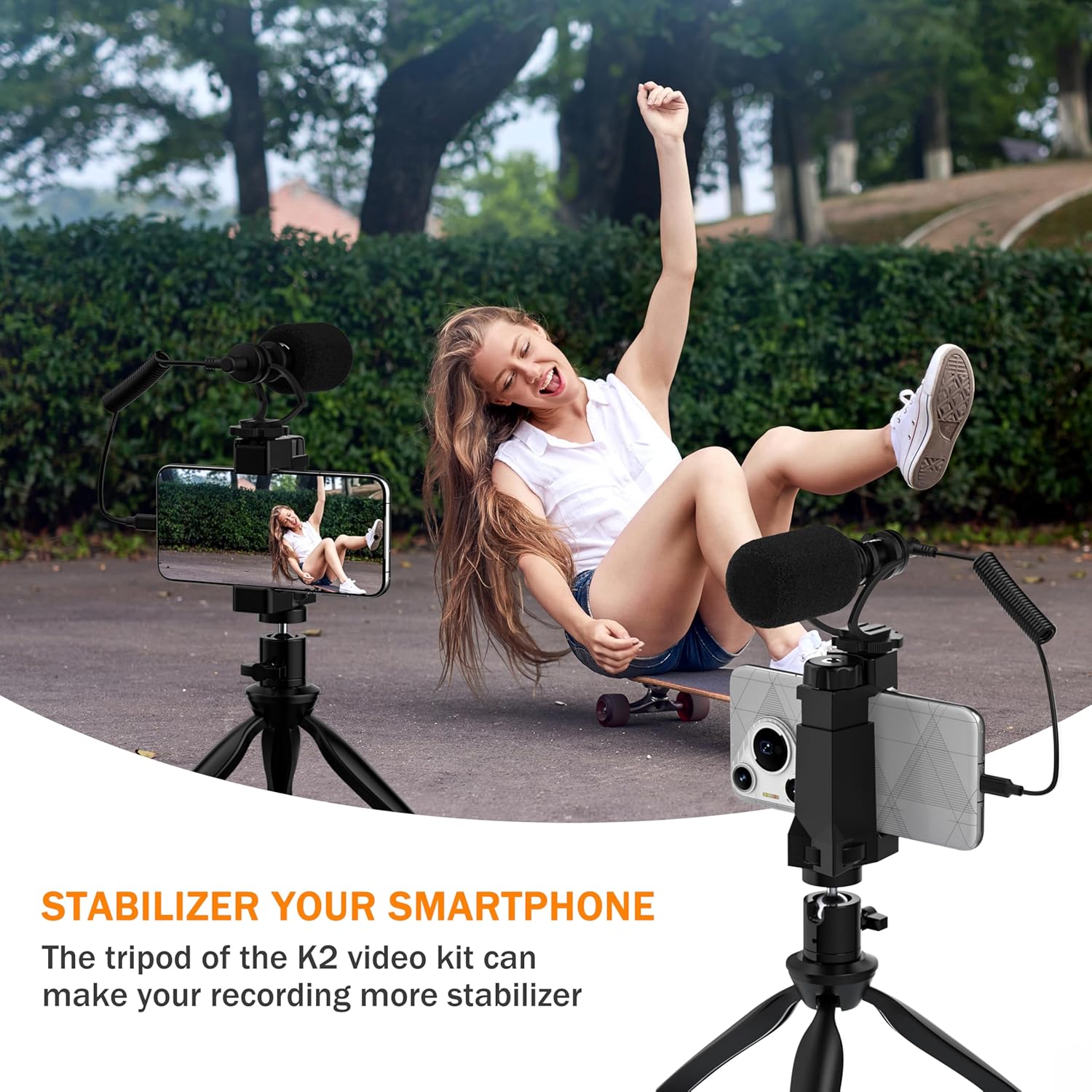 Comica CVM-VM10-K2 Filmmaker Mini Tripod with Shotgun Microphone for iPhone and Android, 3.5mm Jack, Auxiliary