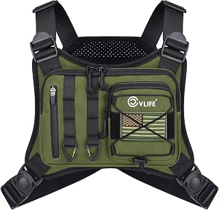 CVLIFE Outdoor Chest Bag for Men, Tactical Chest Pack, Adjustable Running Vest Bag, Lightweight Anti-theft EDC Rig for Hiking