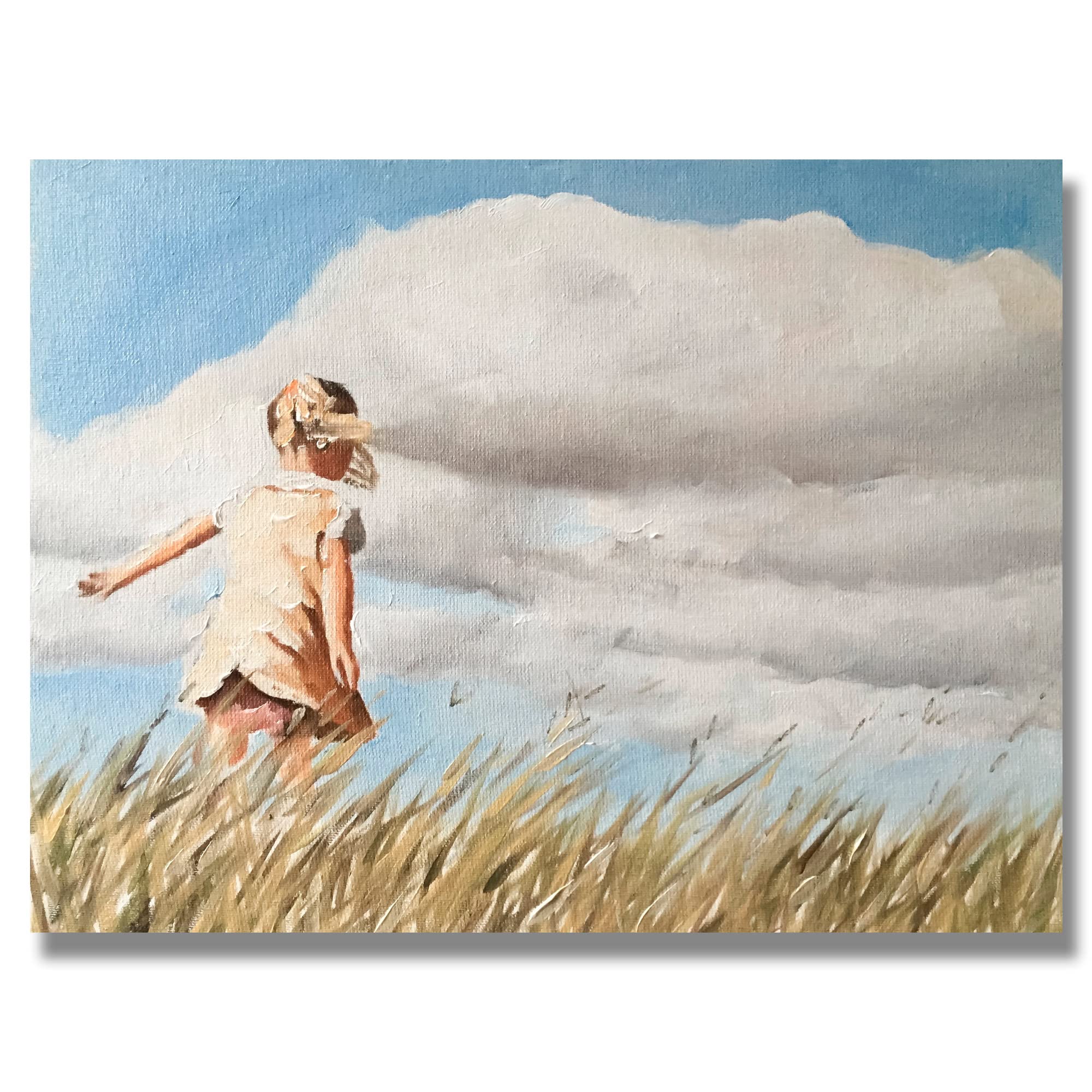 James Coates - Girl in Field Art Print Poster Wall Art 16 x 12 inches (A3) yellow
