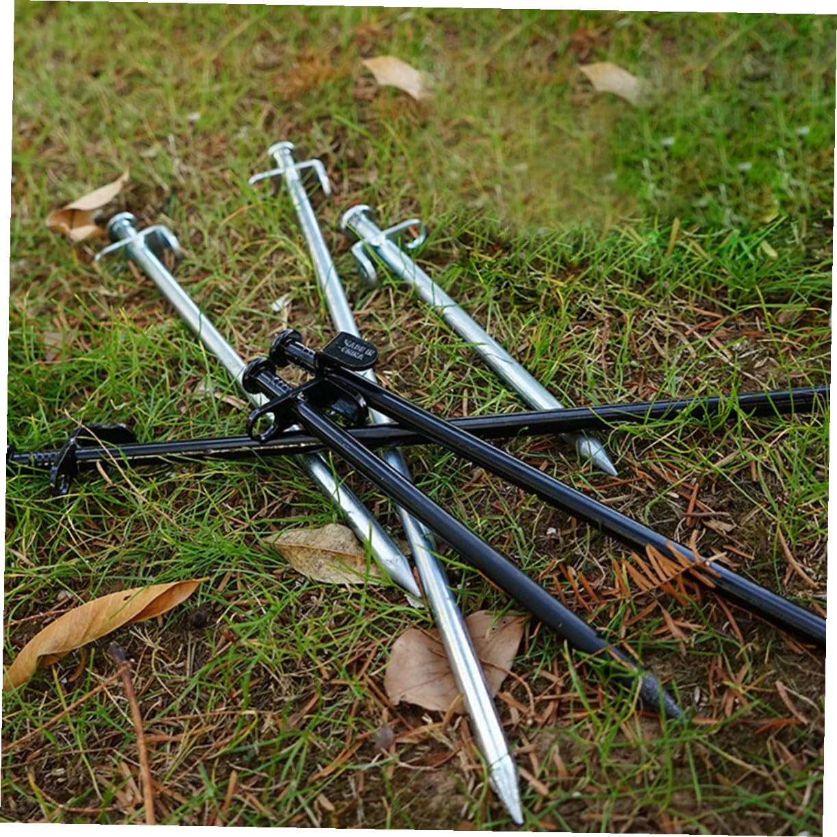 8pièces Lot de Piquets de Tente pour Camping Accessoires au Sol avec Crochet et Œillet Rond