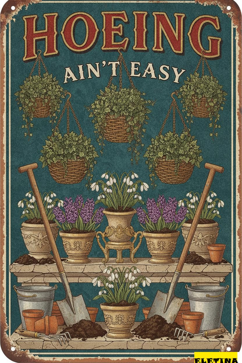 Personalized Sign for Man Cave Funny Garden Metal S Yard Art Outside Garden Wall Art Decor Outdoor Hoeing Ain't Easy Gardening Tin Vintage Greenhouse S 8x12 Inch Private Property Decorative