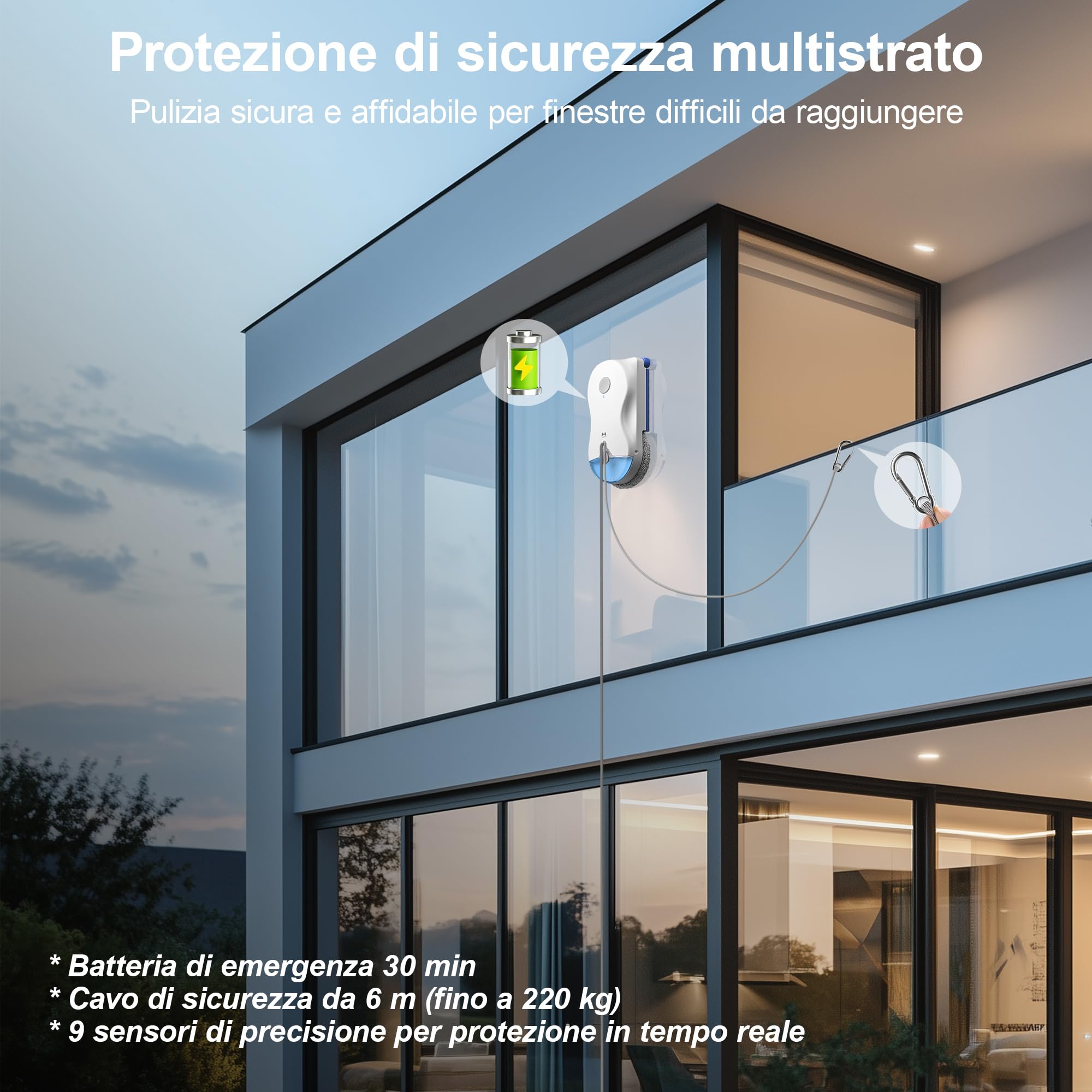 HUTT R10 Robot Lavavetri Finestre, Sistema di Pulizia Ibrido Umido/Secco con Pulizia Umida Rotante e Asciugatura Azionata, 7000 Pa, Doppio Spray HydroJet, Navigazione 7.0