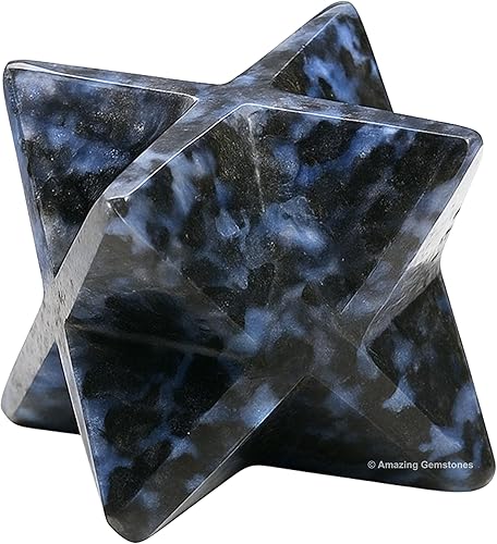 Miniatura 125 de Amazing Gemstone Larvikite Merkaba Crystal – Estrella de Merkaba metafísica de 1 pulgada para meditación – Cristal tetraedro energético y piedras