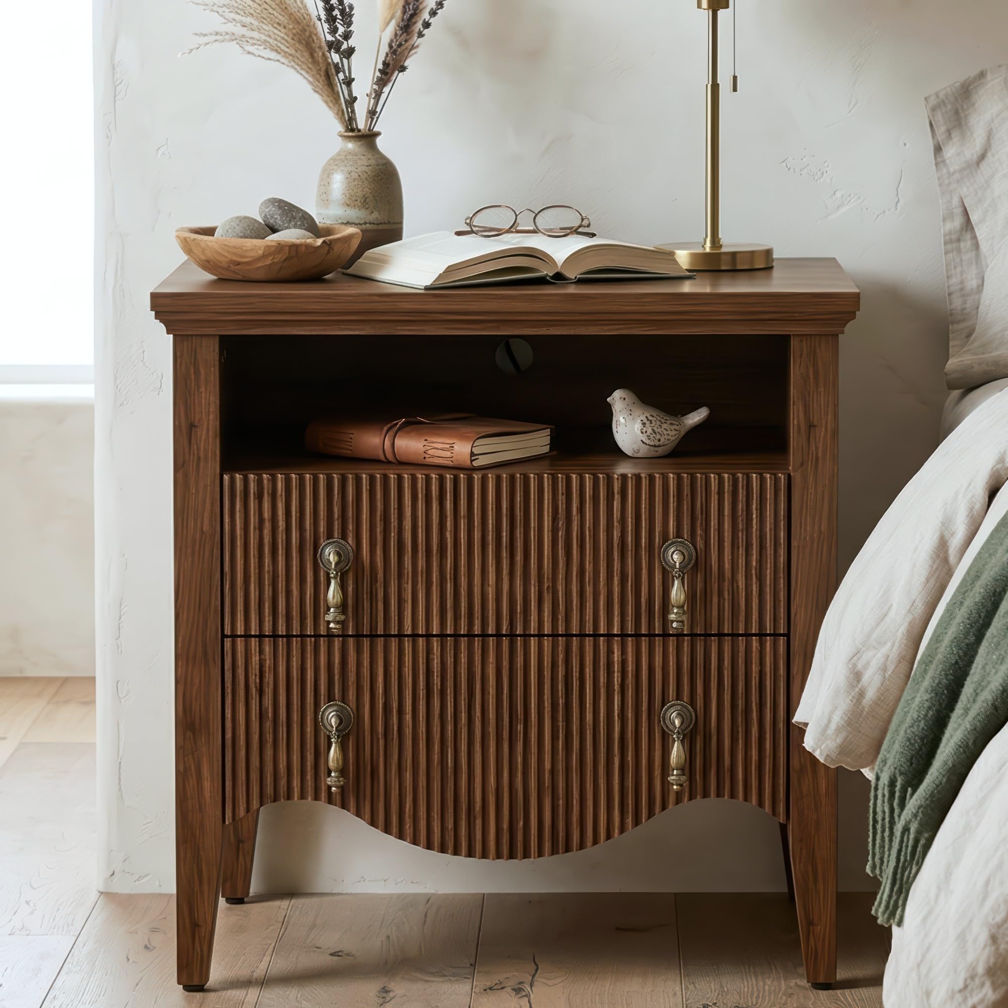 FUSUNBAO Fluted Nightstand