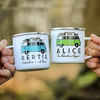 That's Nice That Personalised Campervan Enamel Mug - Travel Mug Mr And Mrs Gifts - Custom Mug Gifts for Her - Coffee Mug Gifts for Him - Wedding Gifts For Bride And Groom