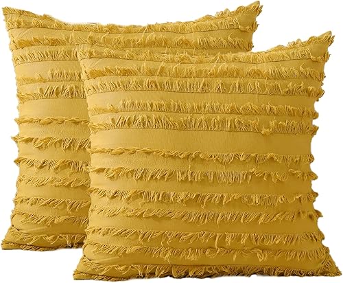 Miniatura 6 de OTOSTAR Juego de 2 fundas de almohada decorativas bohemias de 12 x 20 pulgadas, a rayas, modernas, sólidas, para sofá, sala de estar, cama de