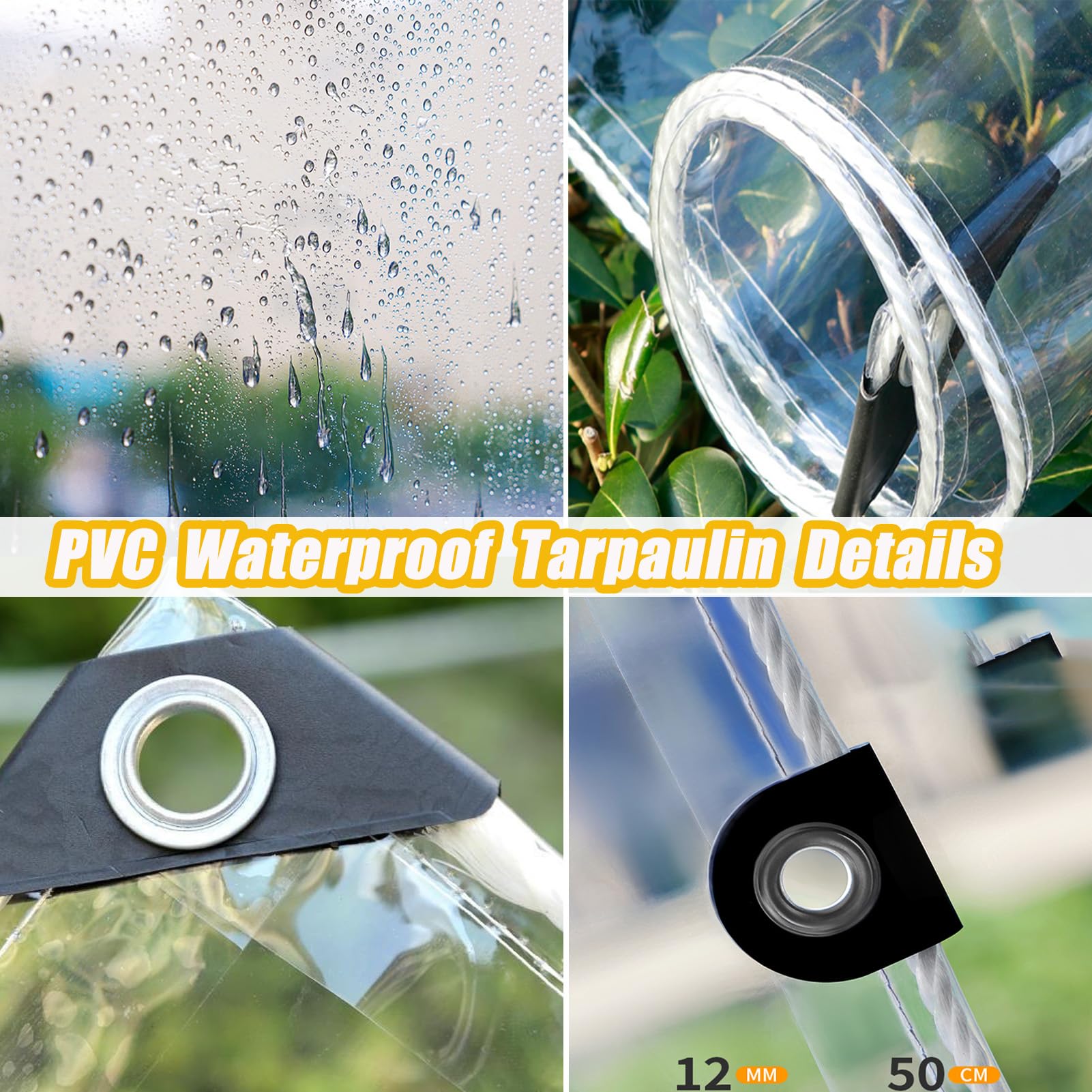 KJLEEN 2M X 2M Clear Tarpaulin Waterproof Heavy Duty Transparent Tarpaulin Sheet Waterproof Tarp - View #7