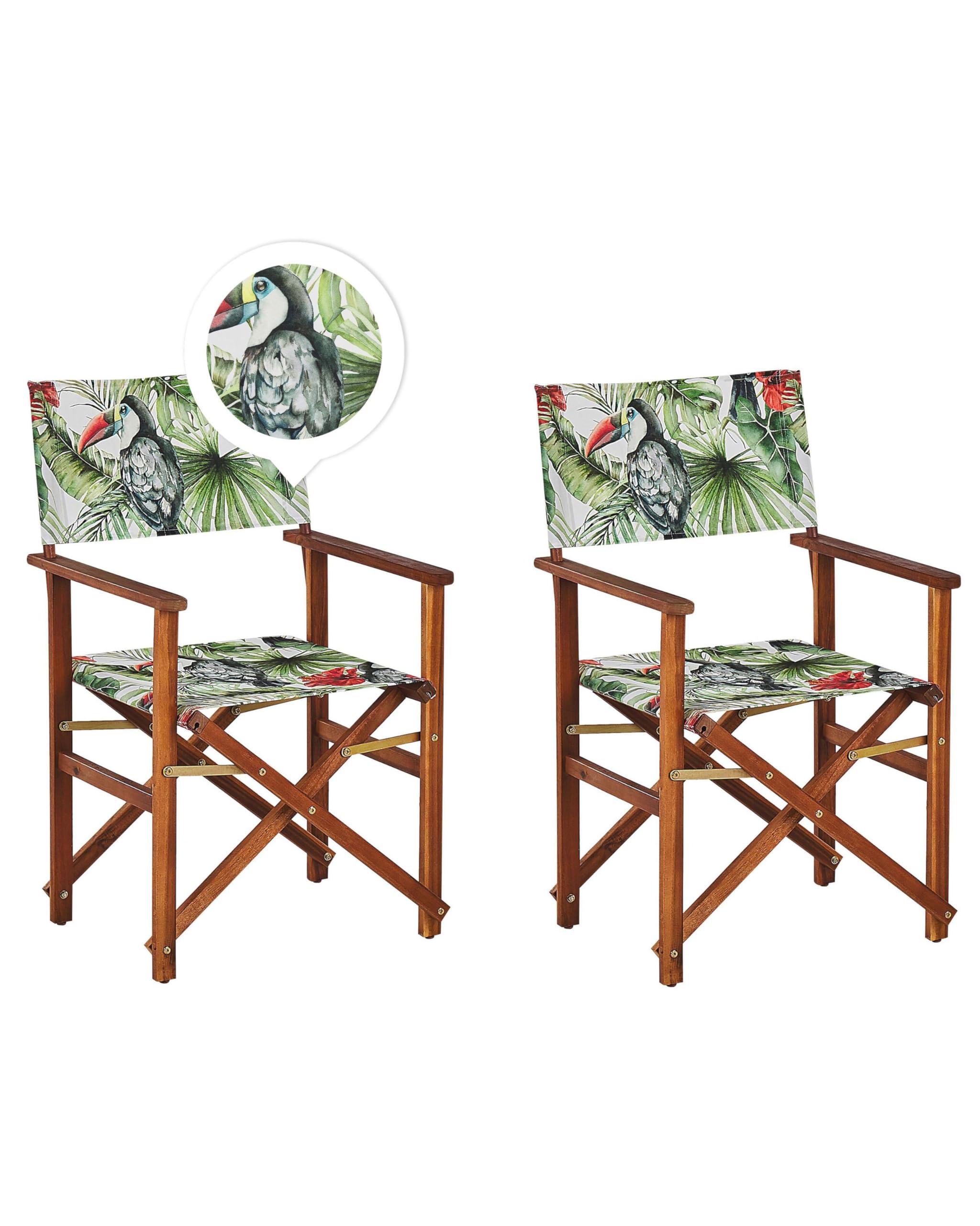 Set di 2 Sedie da regista per Giardino in Legno Scuro Tucani multicolore