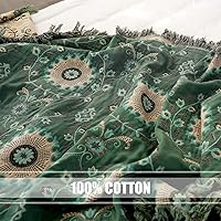 Vista 7 de Cobija para cama de estilo bohemio, 100 % algodón, ultra suave, edredón rústico, cobija de otoño, estampado floral, decoración de granja, cobija