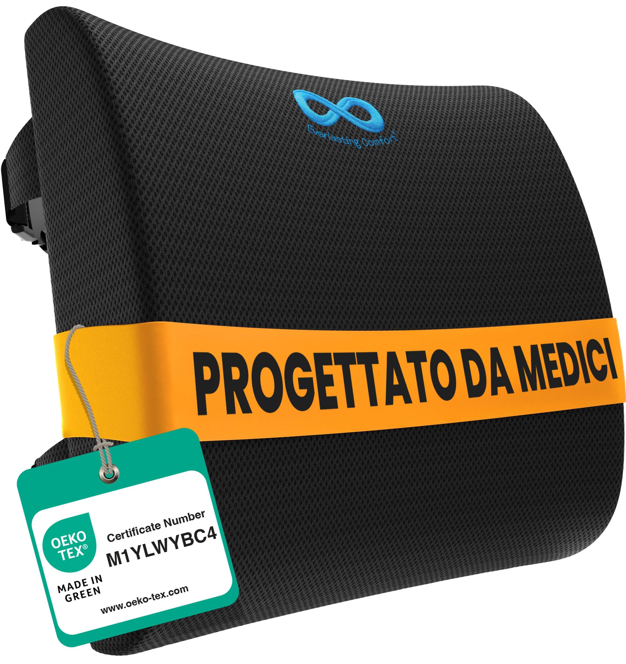 Everlasting Comfort Cuscino Lombare Memory Foam per Sedia Ufficio e Auto – Supporto Schiena Ergonomico, Sollievo Dolore Lombare, Migliora la Postura e il Comfort Durante Uso Quotidiano