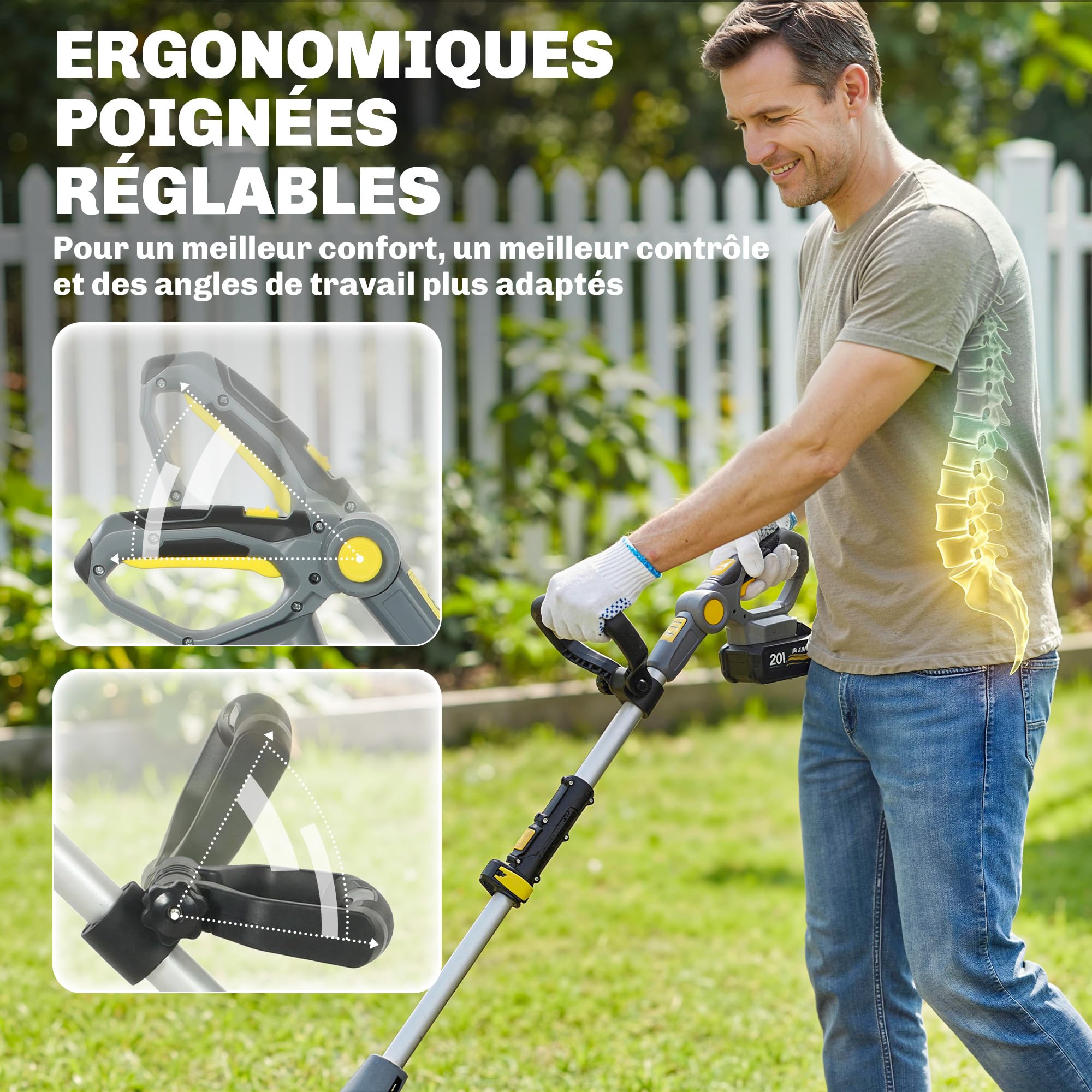 Outsunny Motobineuse sans Fil 18V - Motoculteur Électrique 355W avec 2 Batteries 4,0Ah - Léger et Anti-Mal de Dos, Largeur 20cm - Kit Complet pour Ameublir Le Sol, Potager et Seniors, Gris