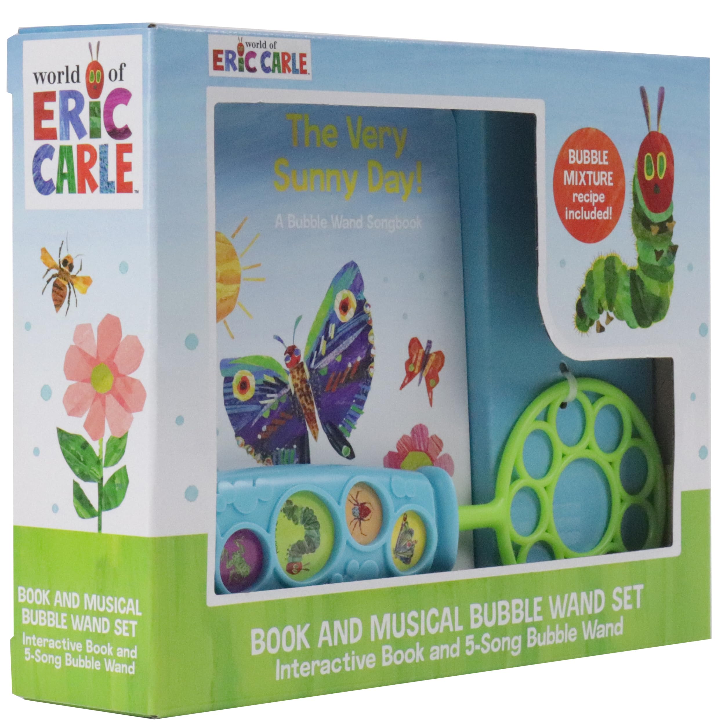 World of Eric Carle, The Very Sunny Day! Book and Musical Bubble Wand Sound Book Set - Toy Bubble Wand Plays 5 Songs - PI Kids - Image 2