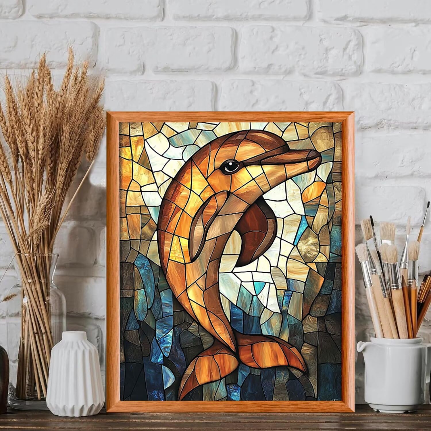 WEISHIWE Delfino Dipingere con i Numeri per Adulti, 70x90cm a-320 | Paint by Numbers Kit con Pennelli e Acrilico Pigmento, Fai da te Olio La Pittura di Numeri Kit, Decora la Casa, senza Cornice