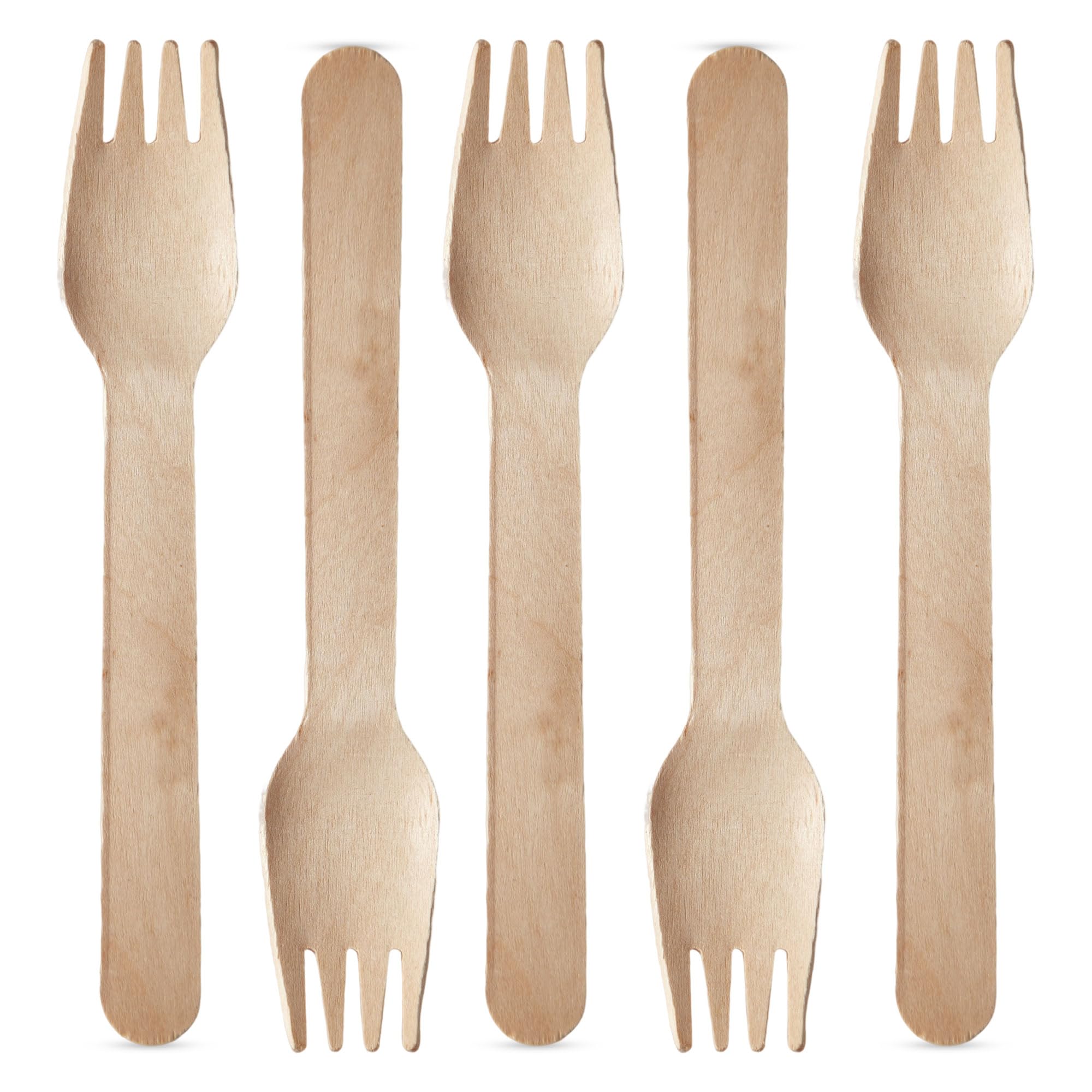 CHEF ROYALE100 Disposable Wooden Forks - Eco Friendly Spoons Set - Biodegradable and Compostable Bamboo Wooden Cutlery Set for Christmas Parties Picnics,Weddings,Office (100 Wooden Forks)