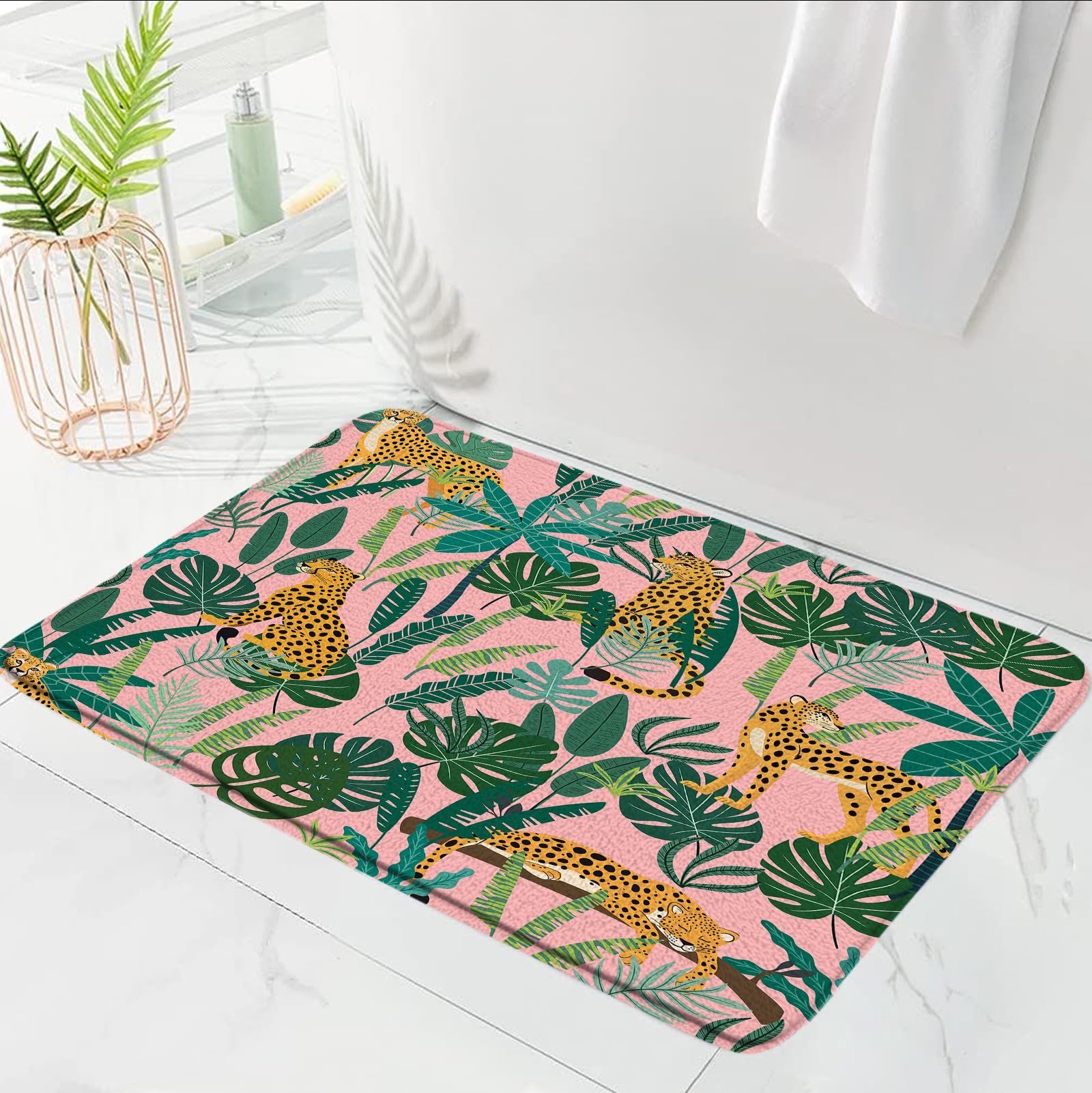 Amazon.com: GCTNBJL Leopard Plam Leaf Bath Mat Wildlife Animal