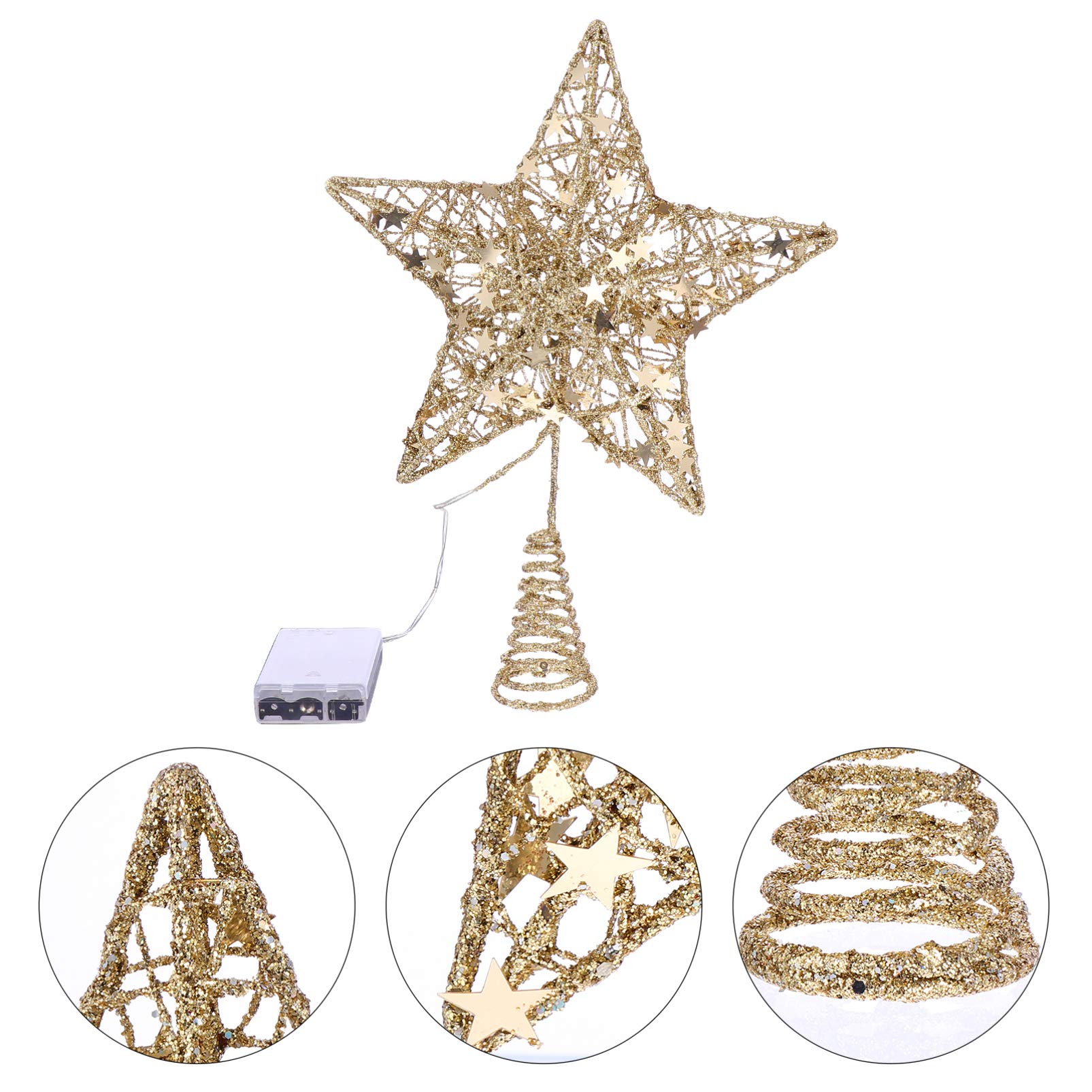 IMIKEYA 2 Pcs Étoile en Haut d'arbre Étoile Lumière LED pour Décoration d'arbre De Chapeau De Décoration pour Sapin Palmier Lumineux Décoration Bling-Bling en Fer Forgé avec