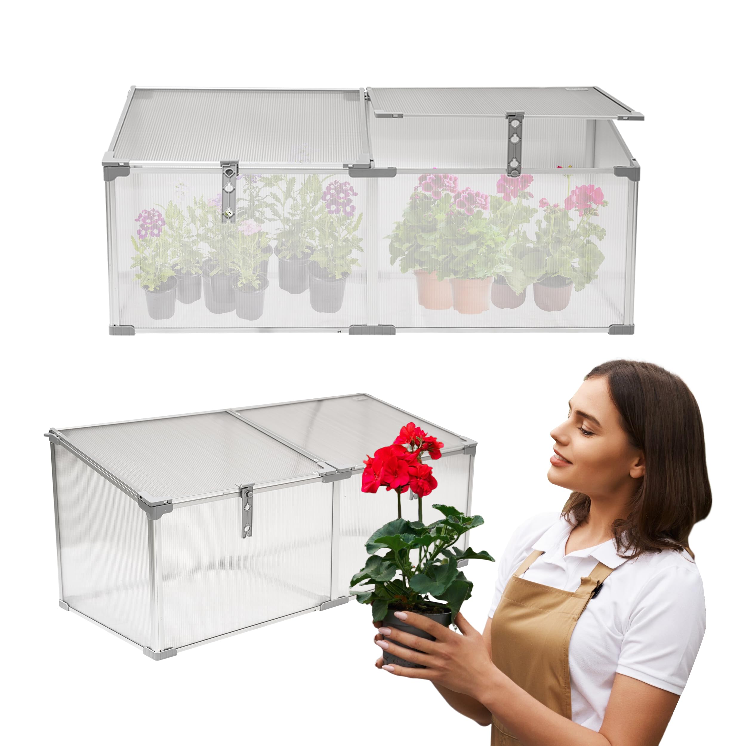 Grindi Frühbeetaufsatz - Mini Gewächshaus Magnolia II 120x51x51 cm - Gewächshaus klein Balkon - Garten Polycarbonat - Hochbeet Balkon Treibhaus - Frühbeetkasten - Laarbeek Mini