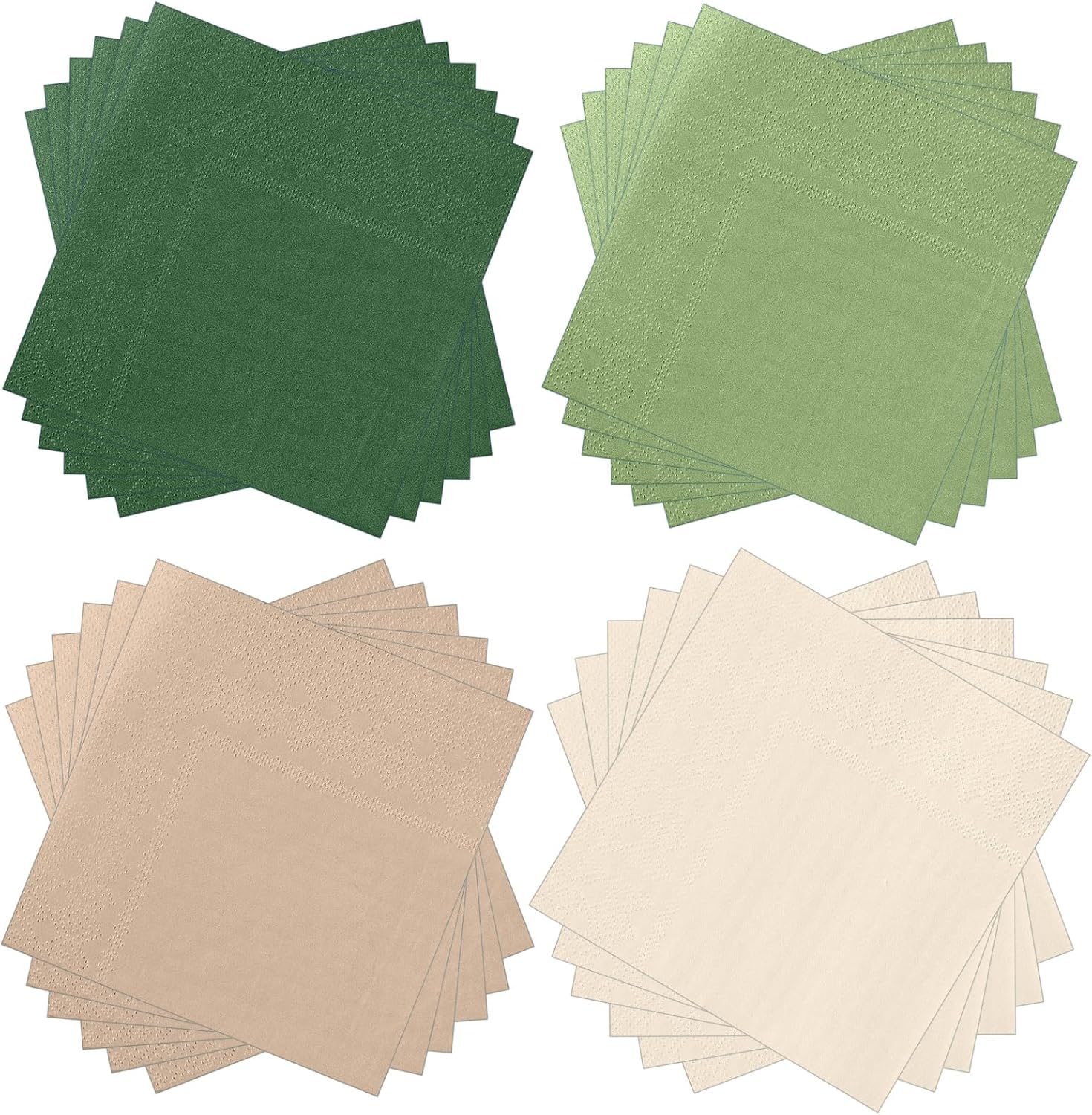 Layhit 100 Pcs Cocktail Napkins Disposable Beverage Napkins Square Paper Dessert Tissue for Wedding Birthday Celebration Party Supplies(Olive Green Khaki,5 x 5 Inch)