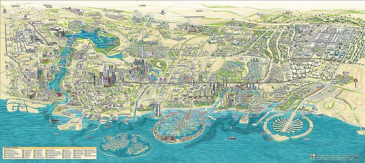 Dubai 3D Wall Map (Matt)-Laminated 3D maps Online-Vinyl Wall Maps