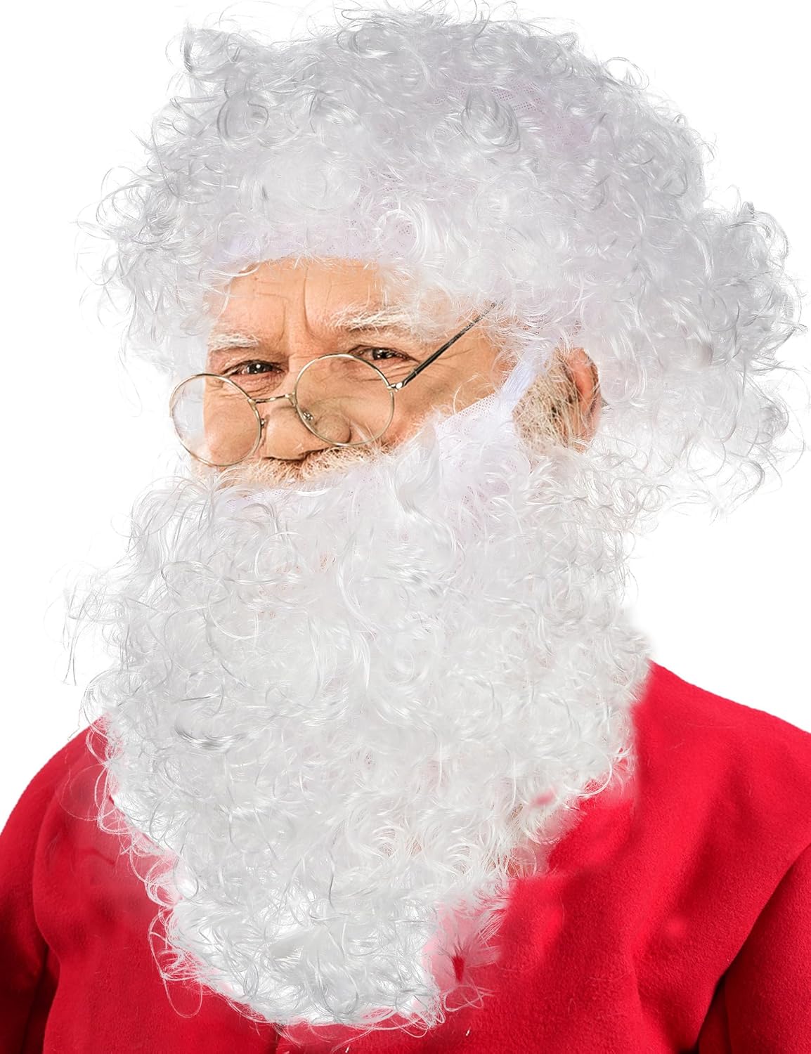 Santa Beard and Wig Set Professional Deluxe Santa Claus Hair with Short and Long White Fake Mustache Realistic Men Christmas Clause Costume Cosplay Accessories - Image 2