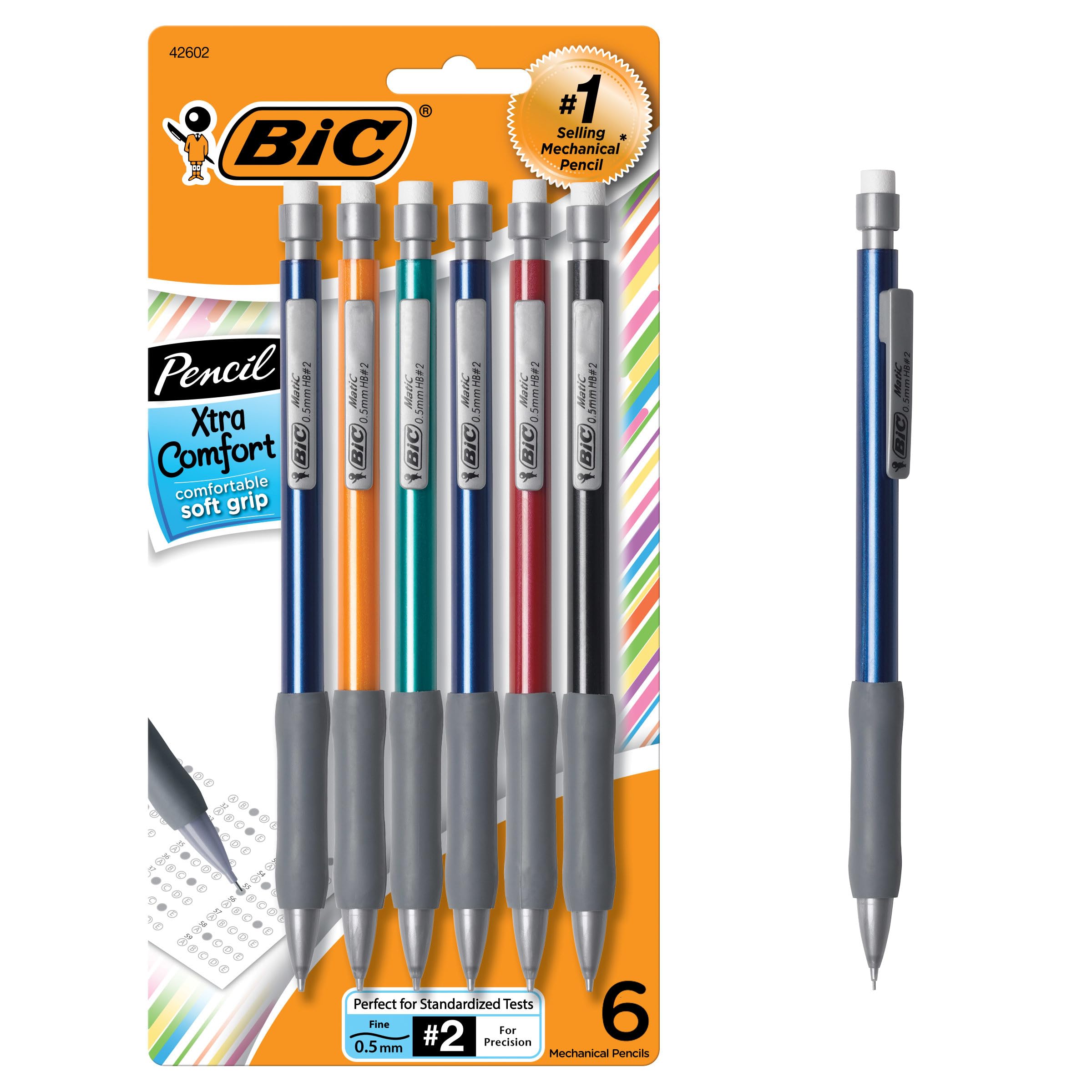 BIC Mechanical Pencil Xtra Comfort, 0.5 mm, Assorted Barrel (BICMPFGP61)