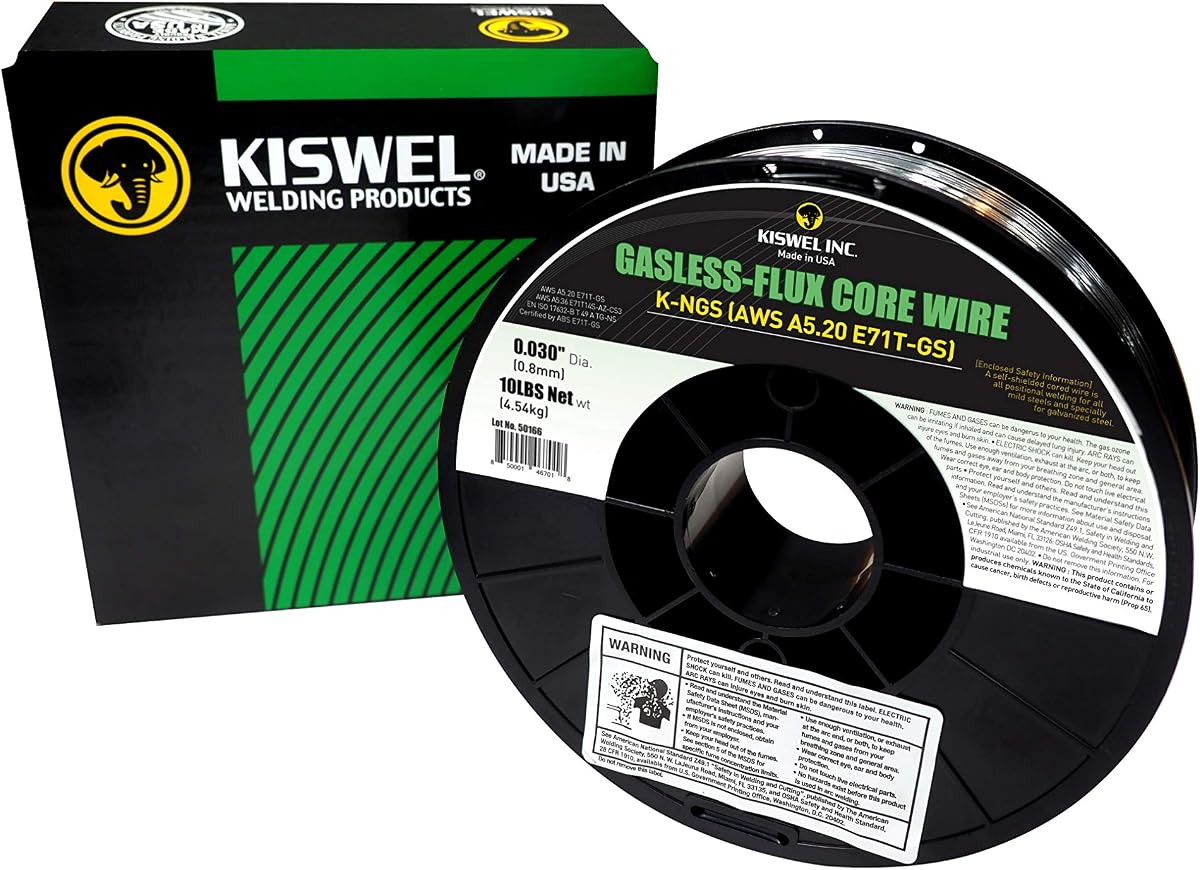 (Made in USA) Kiswel USA K-NGS E-71TGS 0.030in. Dia 10lb. Gasless-Flux Core Wire Welding Wire