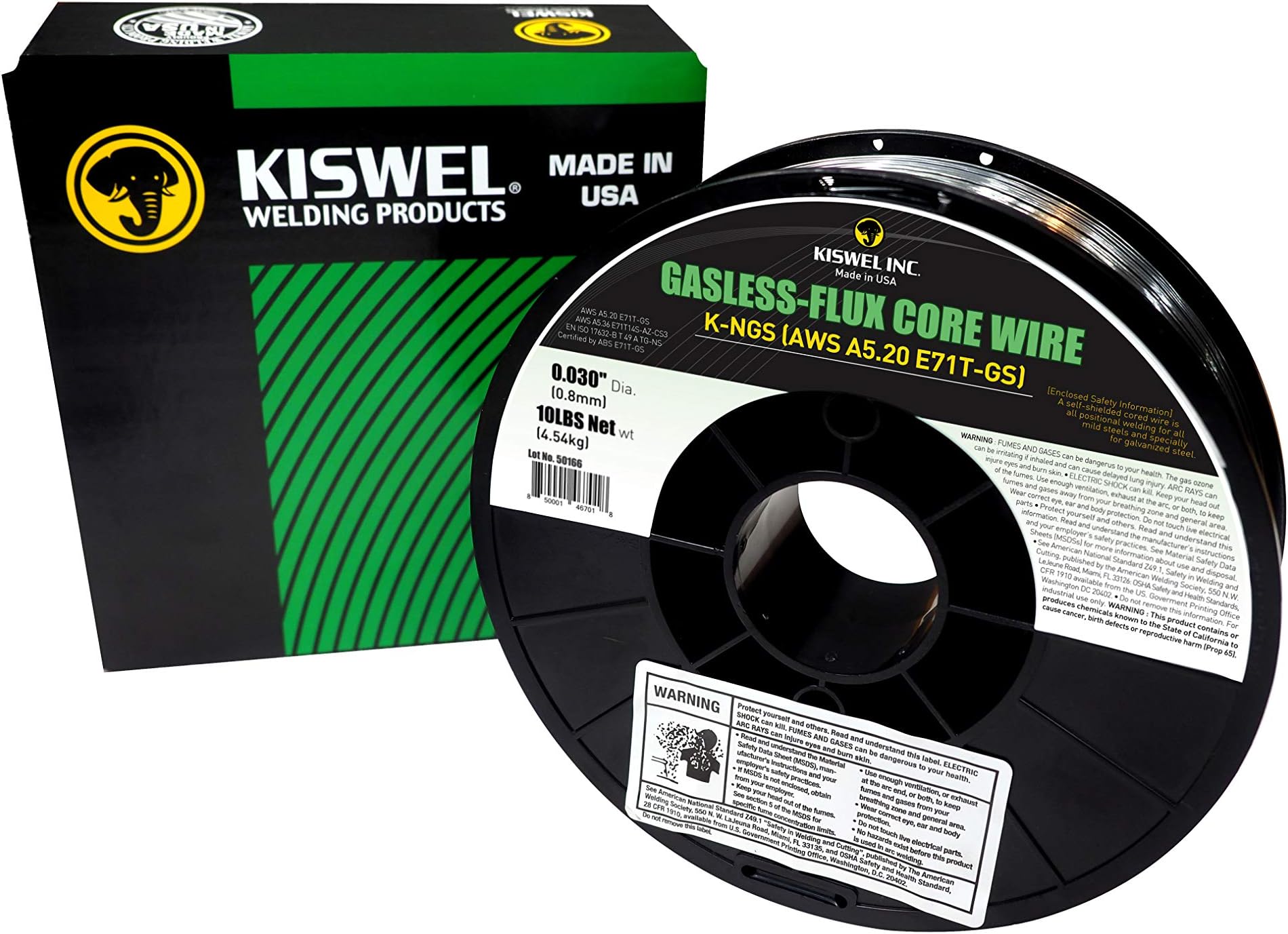 (Made in USA) Kiswel USA K-NGS E-71TGS 0.030in. Dia 10lb. Gasless-Flux Core Wire Welding Wire