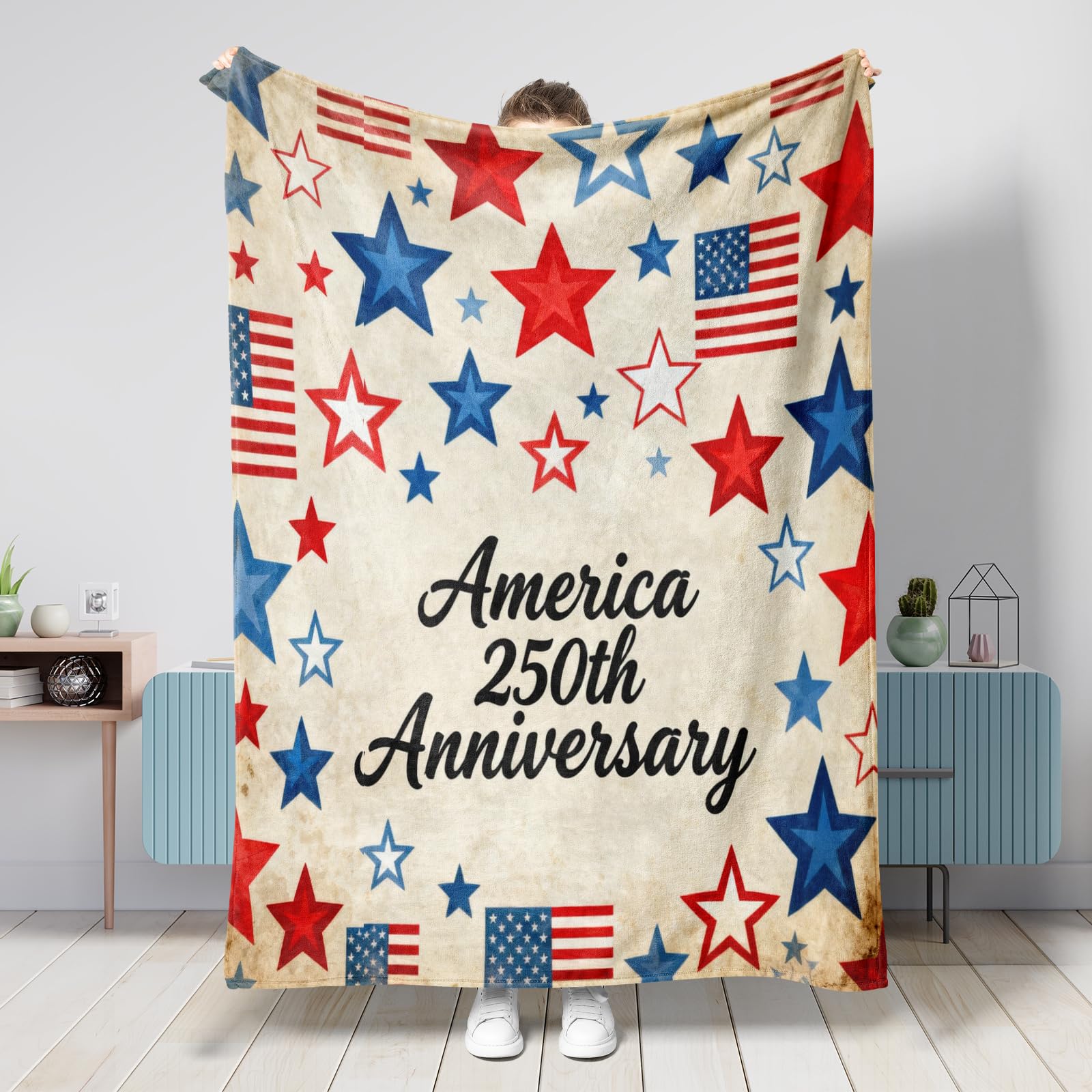 Couverture pelucheuse douce pour salon : plaid canapé motif USA 127x152 cm voyage