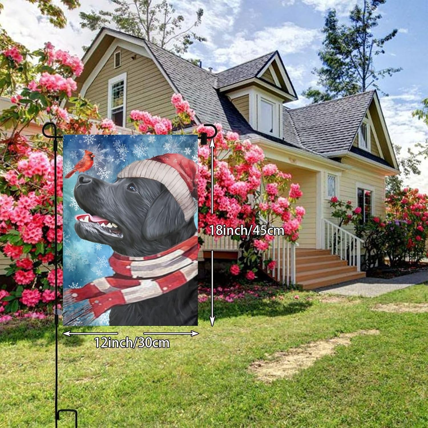 Santa black lab Labrador Merry Christmas Bird Retriever Garden Flag 12x18 Inch Double Sided Vertical Decoration Yard Small Flag For Outside Holiday Seasonal Outdoor - Image 3