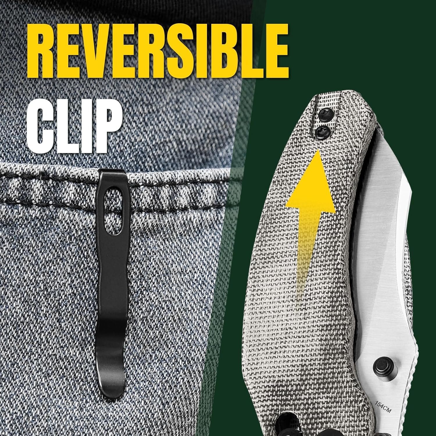 Kizer Bulldog Navaja Plegable, Cuchillo Plegable con Hoja Sheepsfoot de 7,6 cm, Mango de Micarta de Acero 154CM, Navaja EDC para Camping al Aire Libre, Caza y Supervivencia V3672C2
