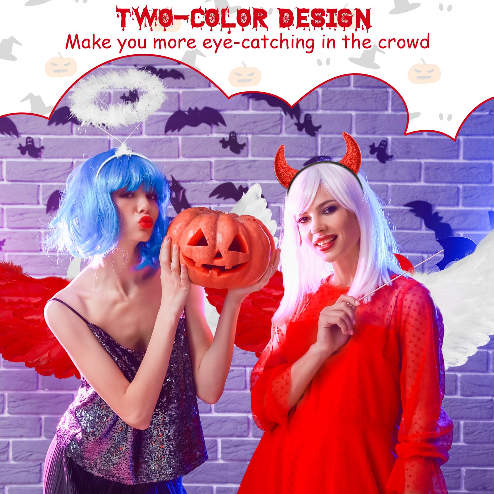 Disfraz De Diablo Rojo Para Mujer Y Niña | 4 Piezas: Alas, Cuernos, Falda Y Tridente | Ideal Halloween Y Cosplay